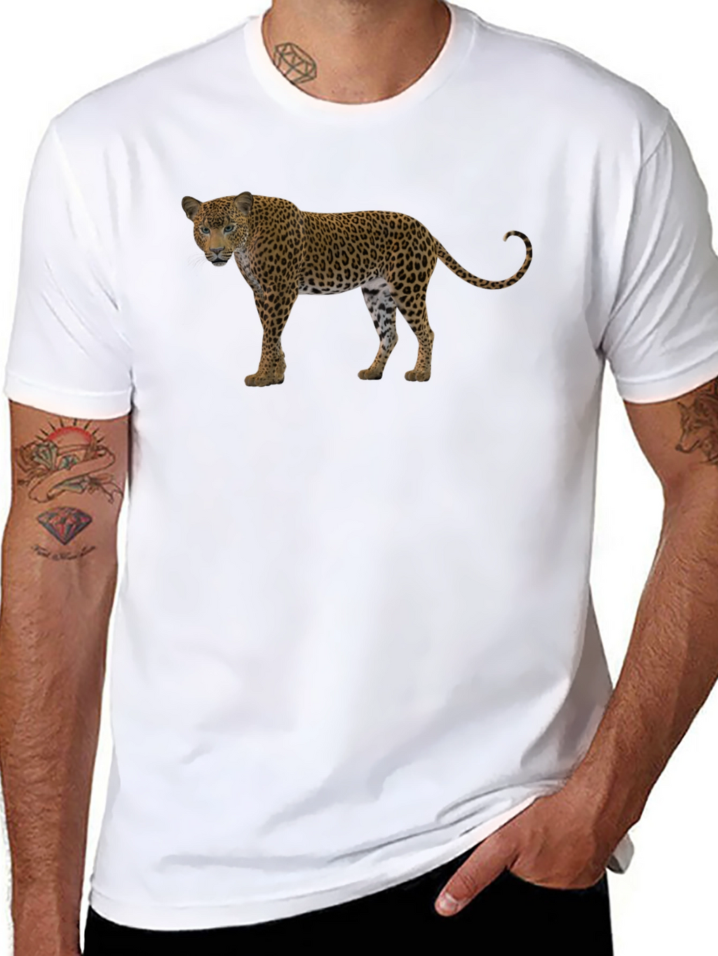 Leopard Print Black T-Shirt for Men