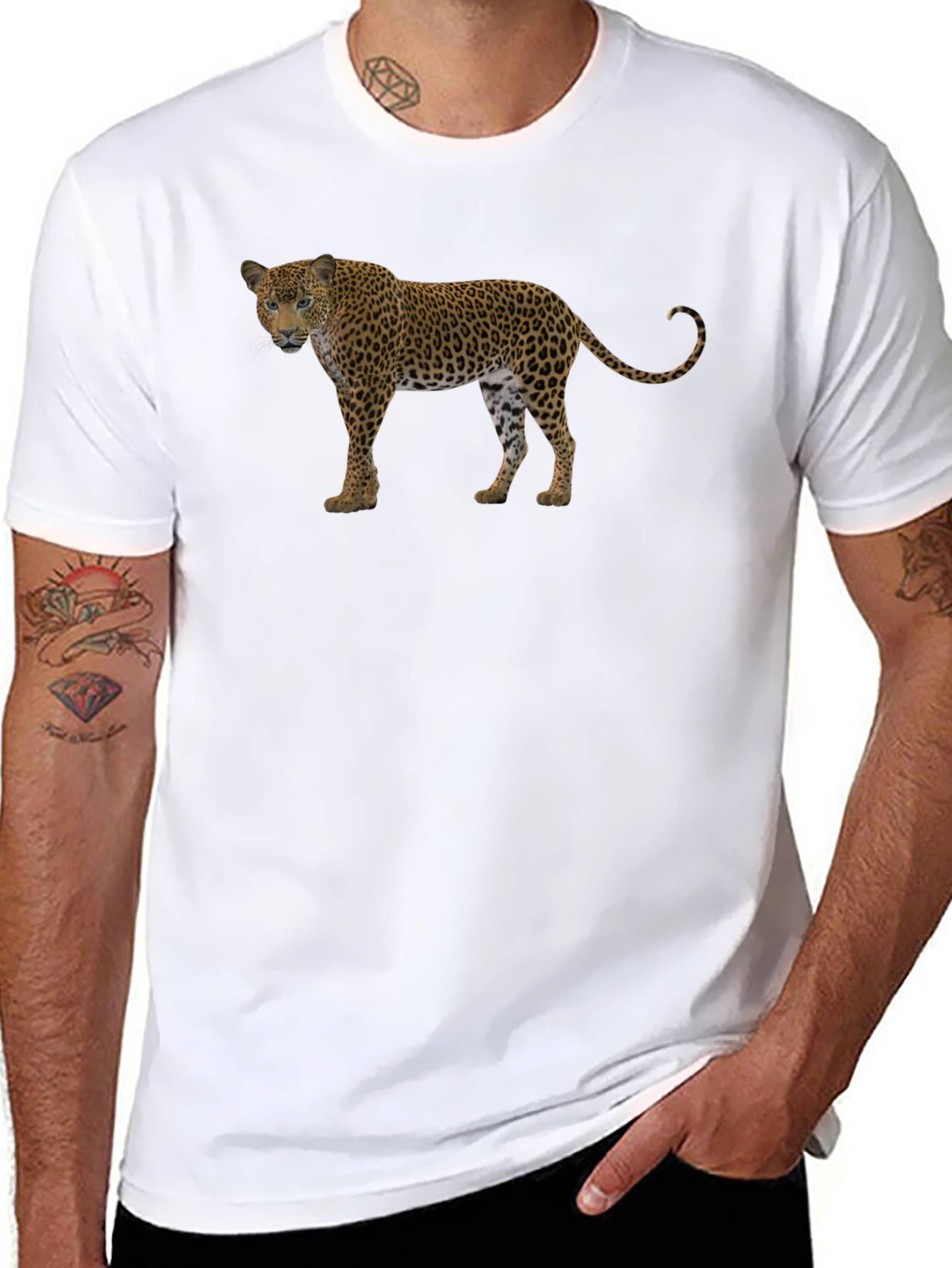 Leopard Print Black T-Shirt for Men