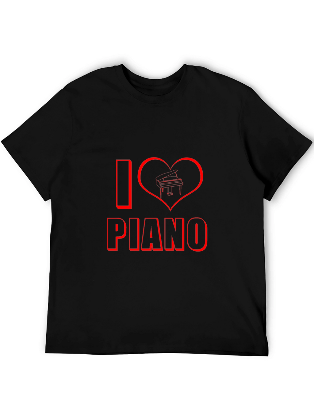 I Heart Piano Black T-Shirt
