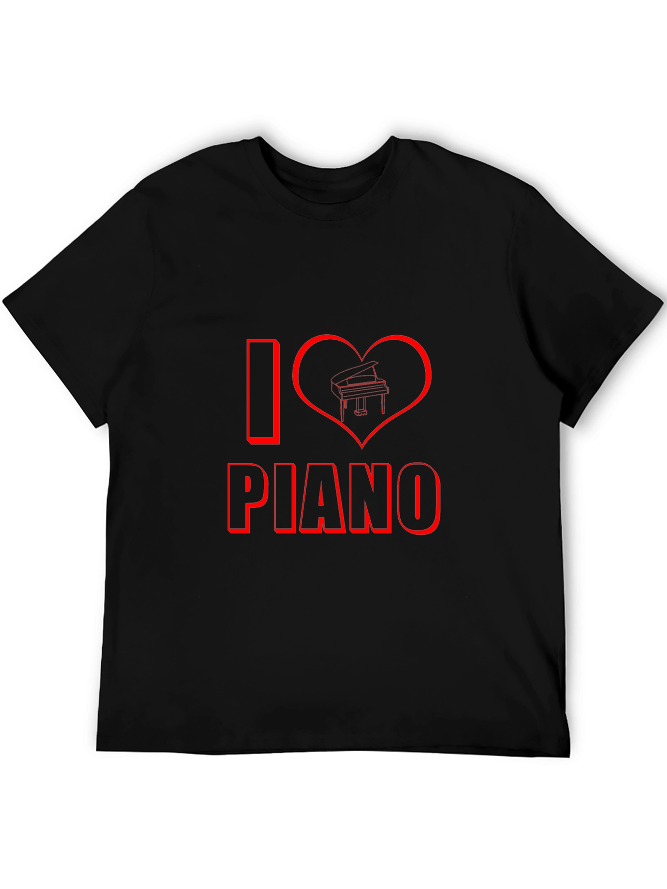 I Heart Piano Black T-Shirt