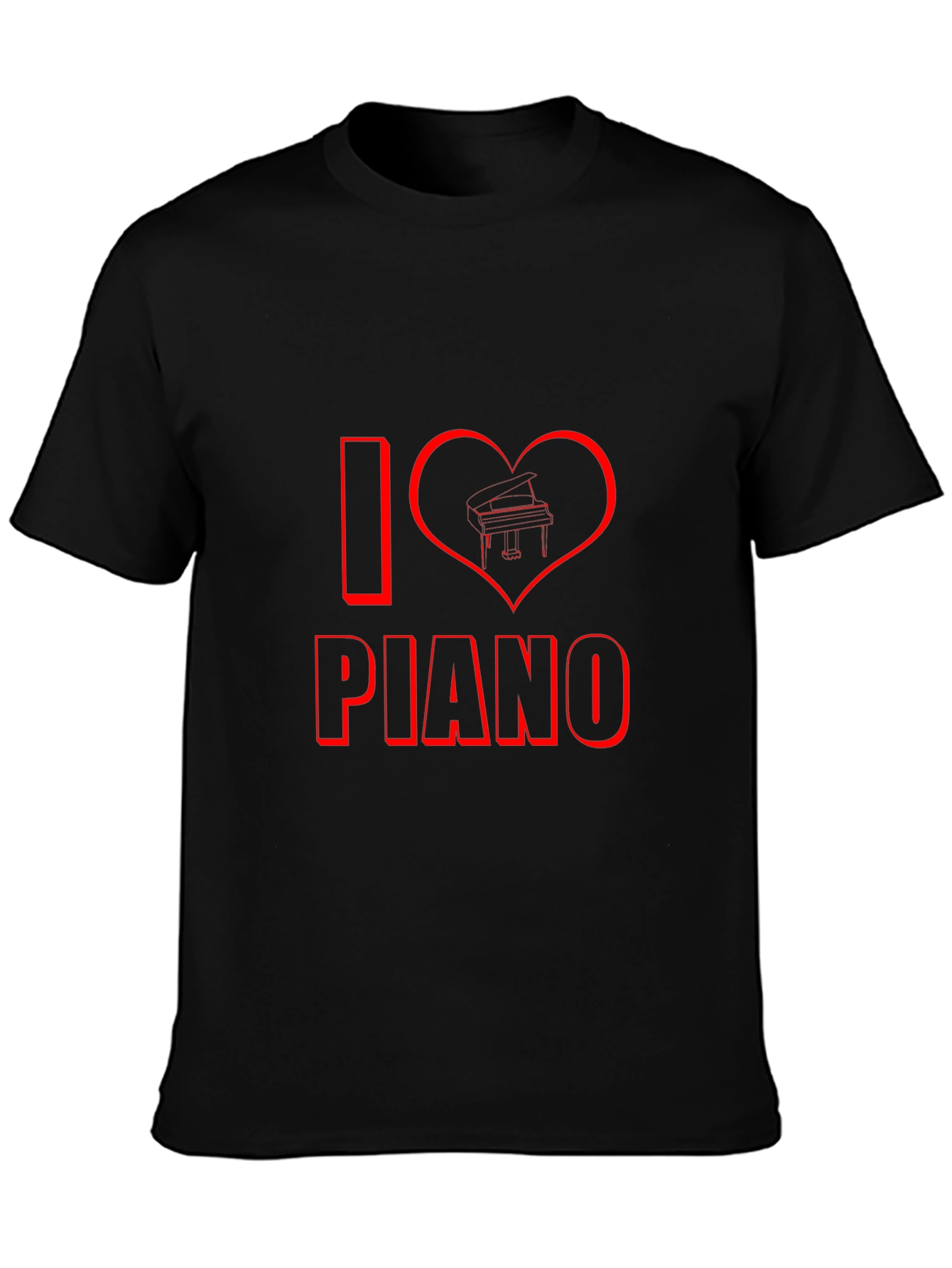 I Heart Piano Black T-Shirt