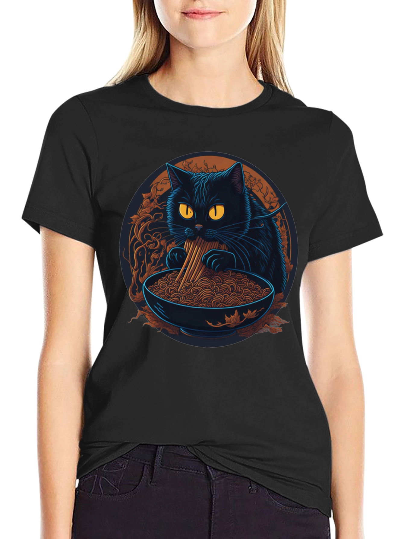 Cat Ramen T-Shirt - Cute Graphic Tee for Foodies