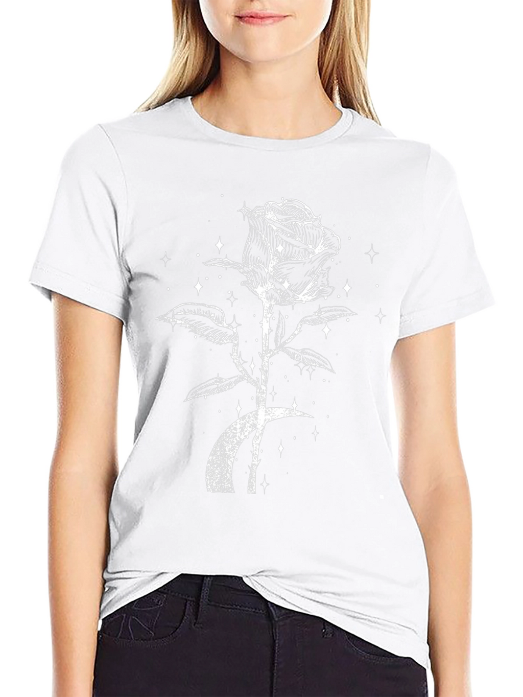 Rose & Moon Graphic Tee - Black