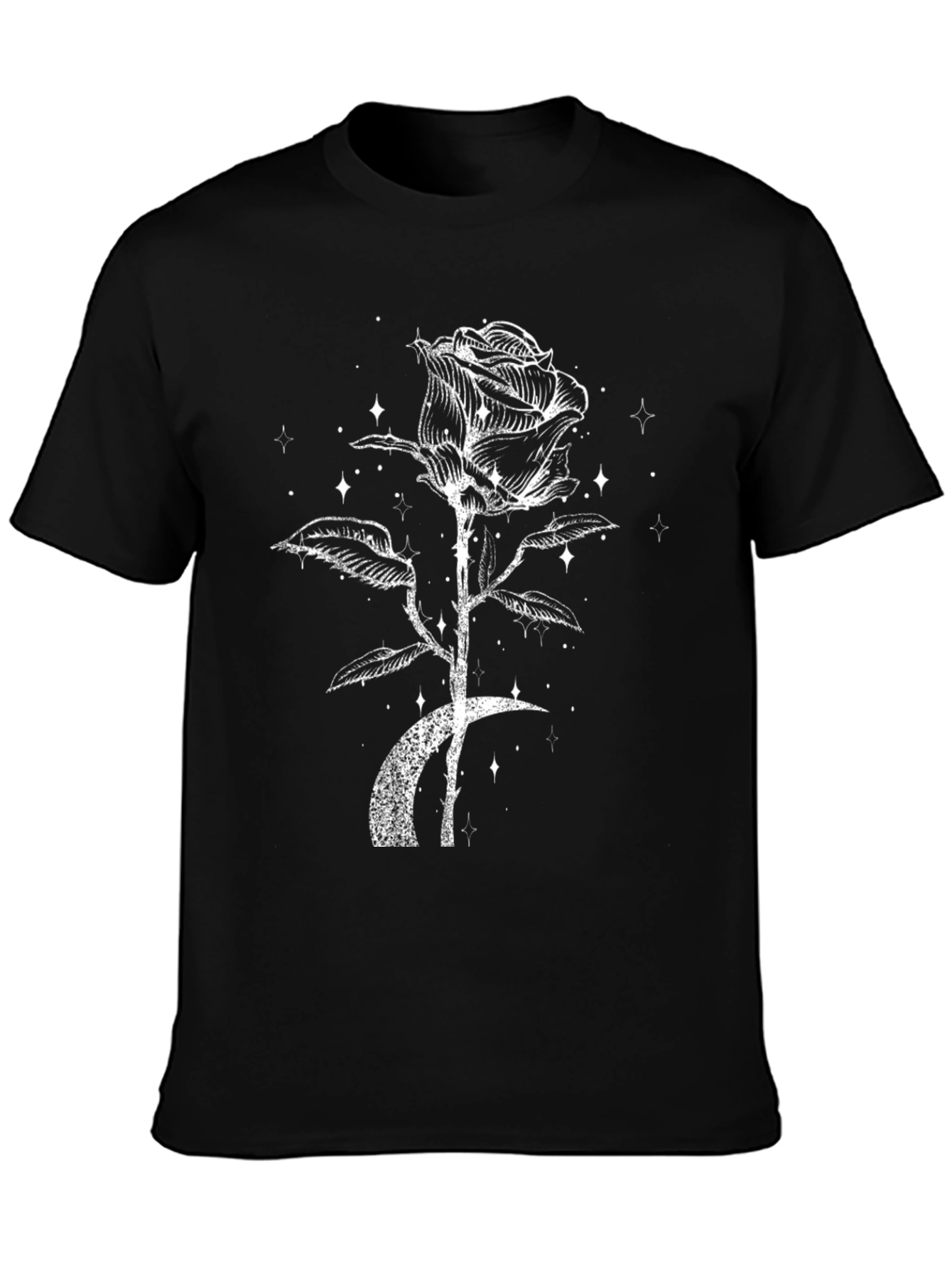 Rose & Moon Graphic Tee - Black