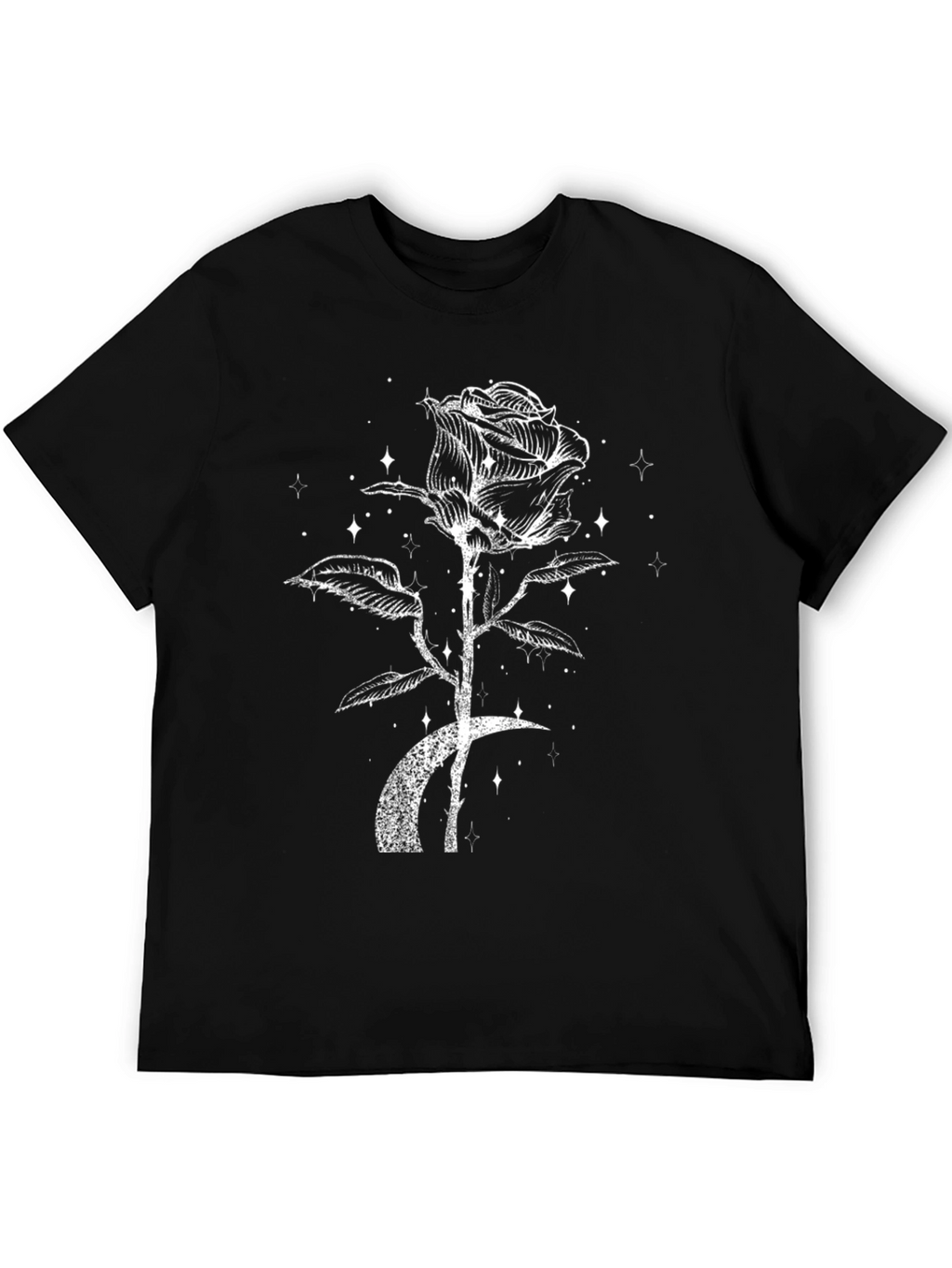 Rose & Moon Graphic Tee - Black