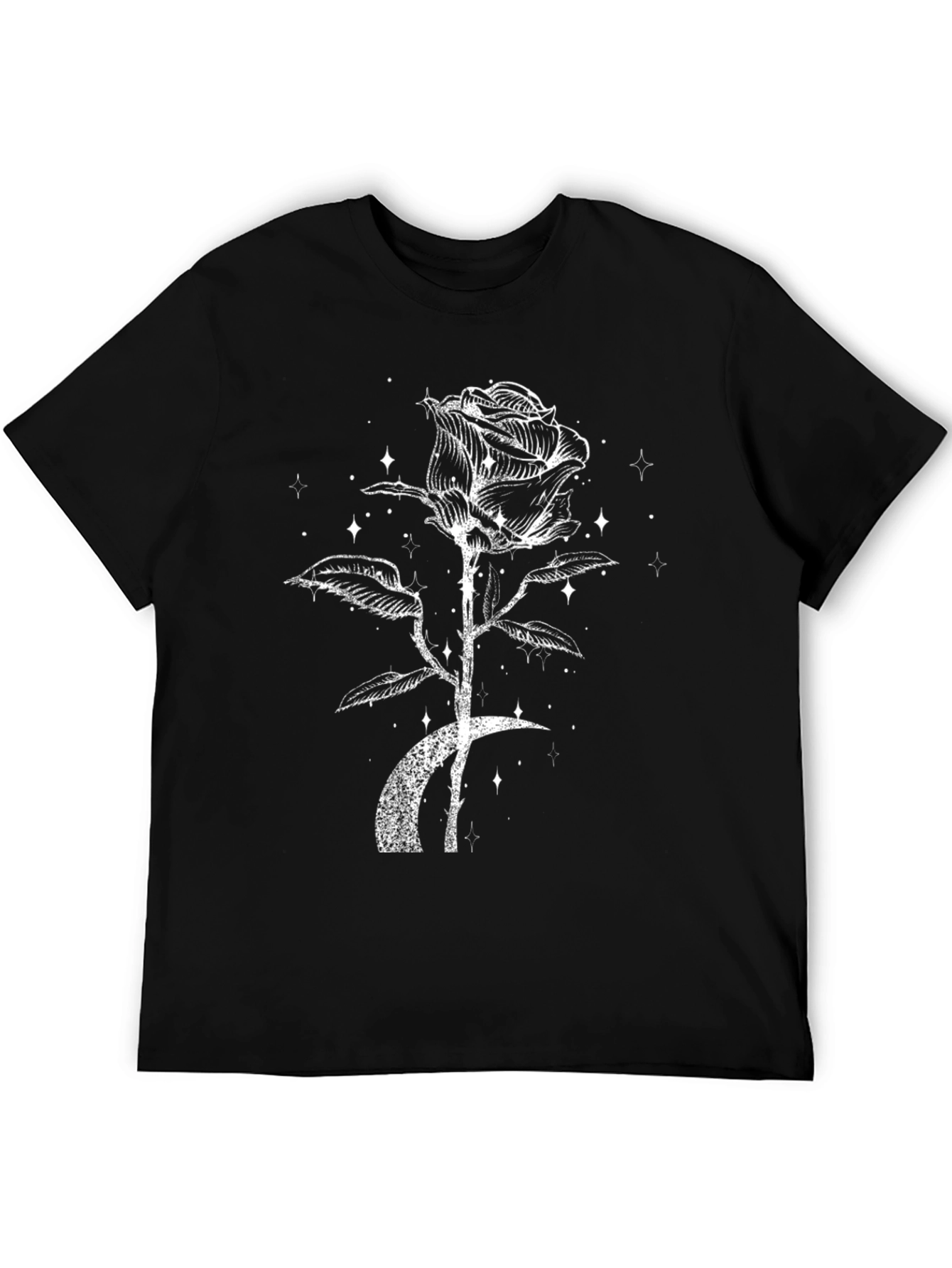 Rose & Moon Graphic Tee - Black