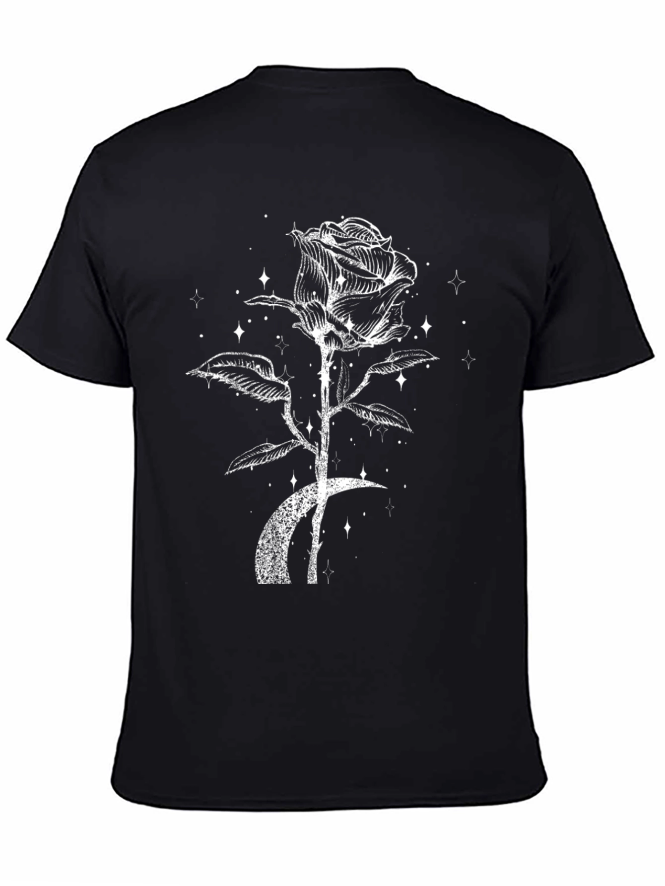 Rose & Moon Graphic Tee - Black