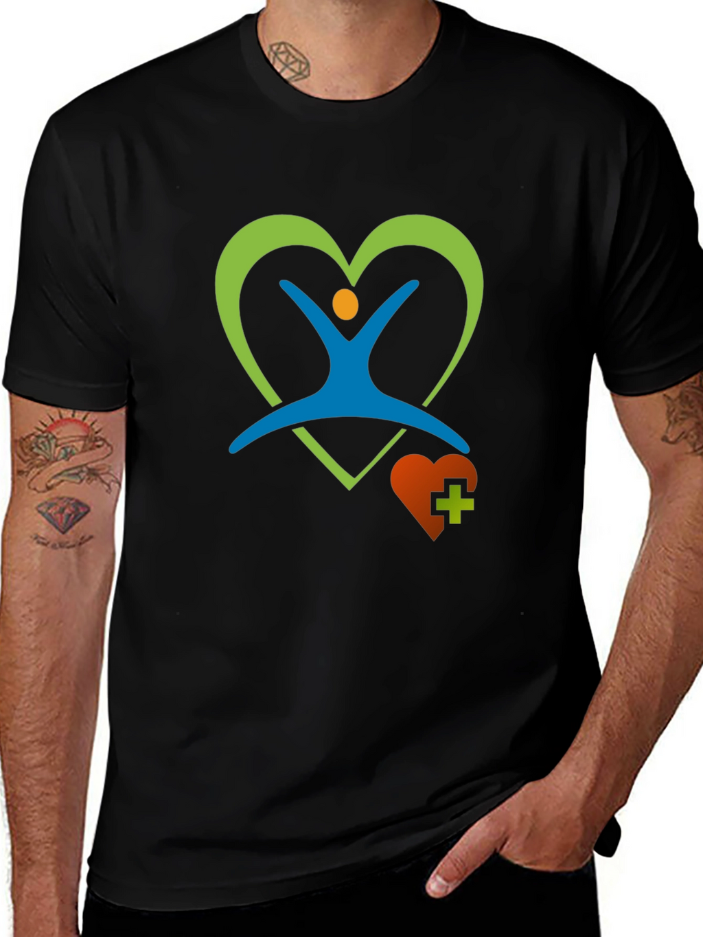 Heart of Health Graphic Tee - Black Cotton T-Shirt