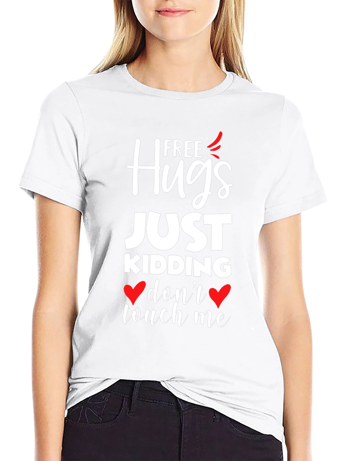 Free Hugs Just Kidding Graphic T-Shirt