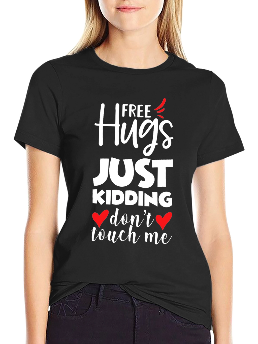 Free Hugs Just Kidding Graphic T-Shirt