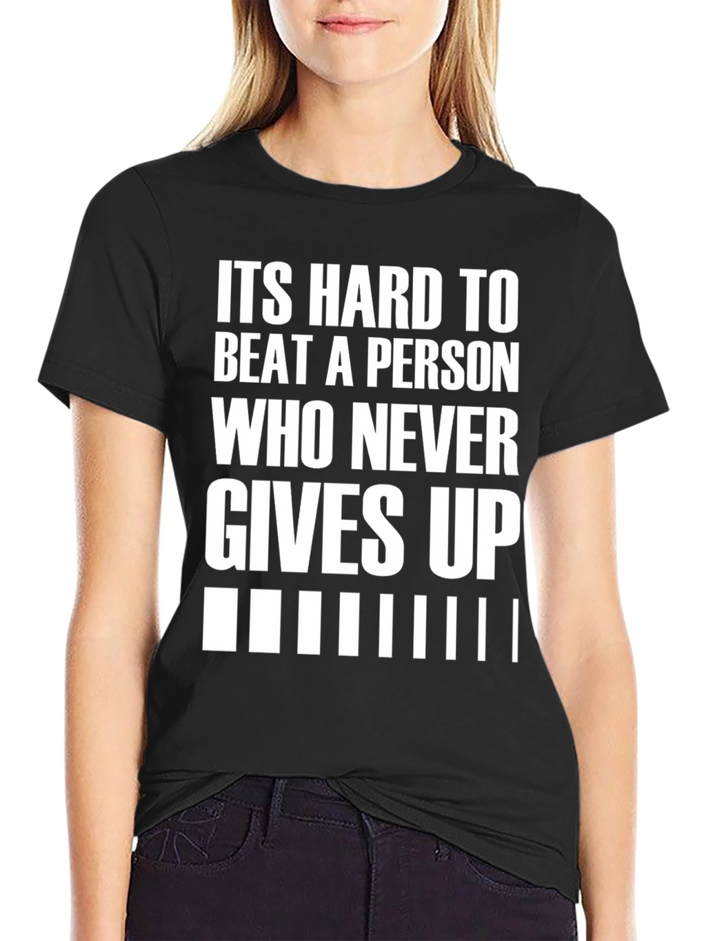Motivational Black T-Shirt: Never Give Up