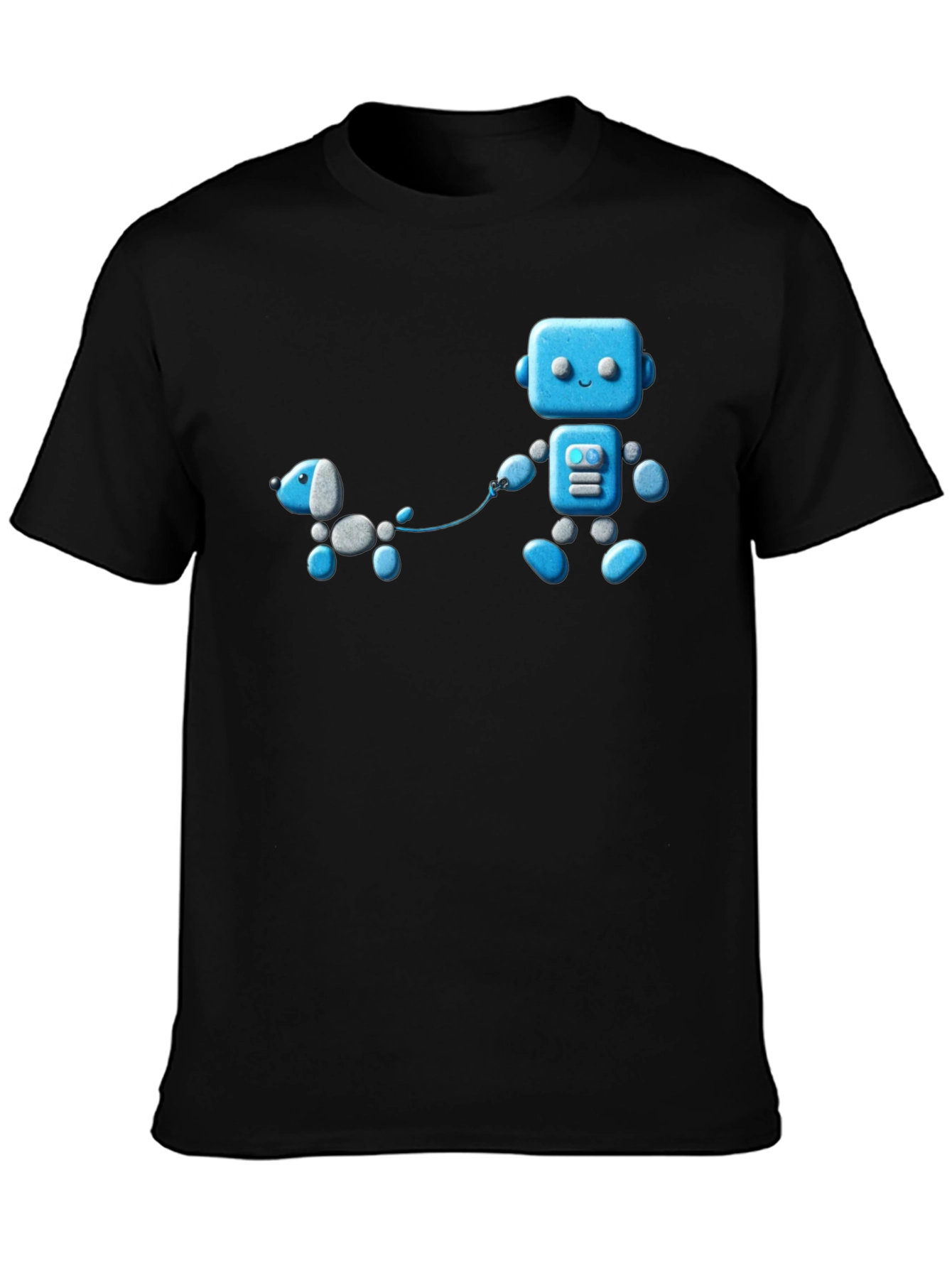 Robot and Dog Graphic T-Shirt - Unisex Black Tee