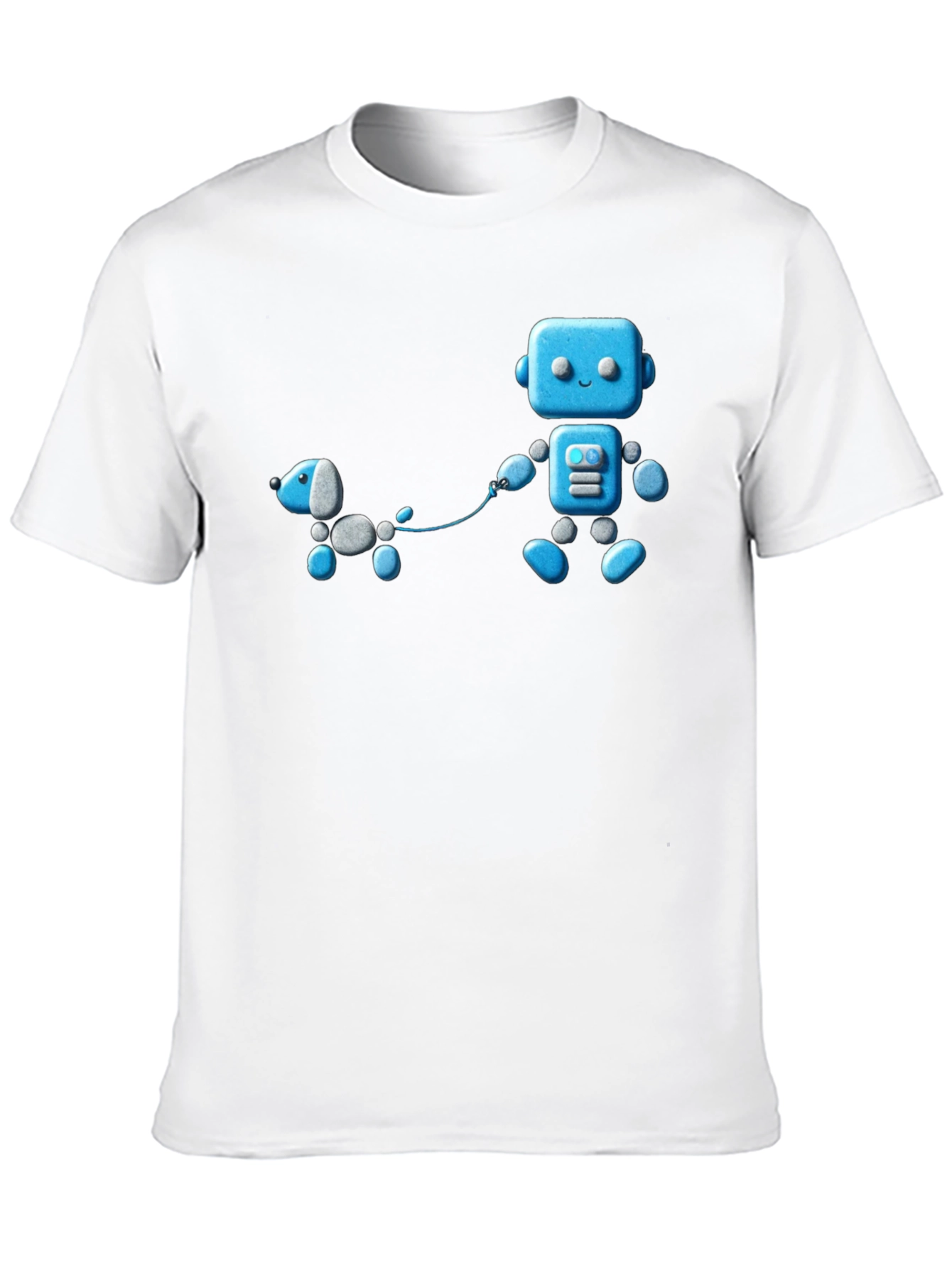 Robot and Dog Graphic T-Shirt - Unisex Black Tee