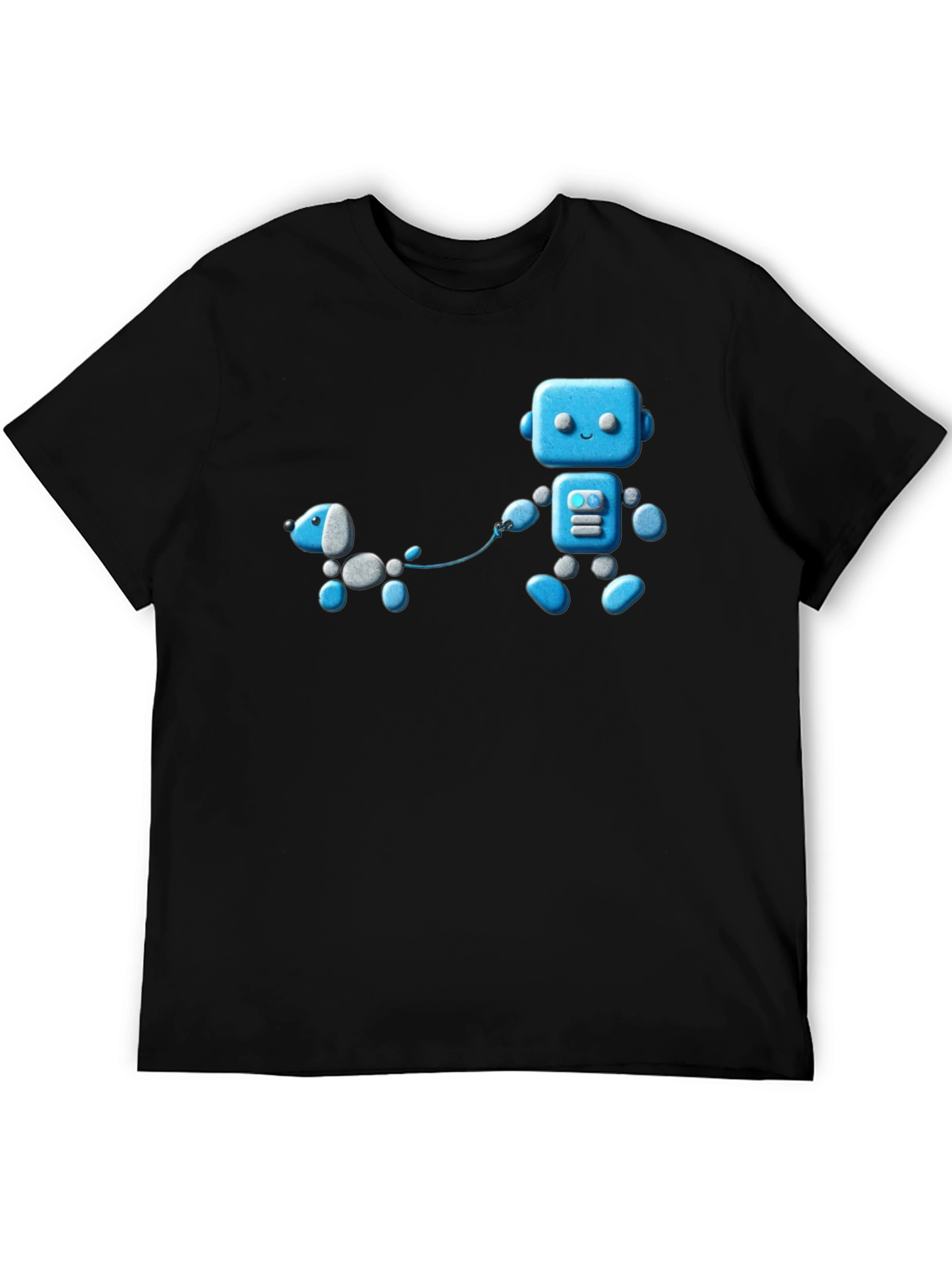 Robot and Dog Graphic T-Shirt - Unisex Black Tee