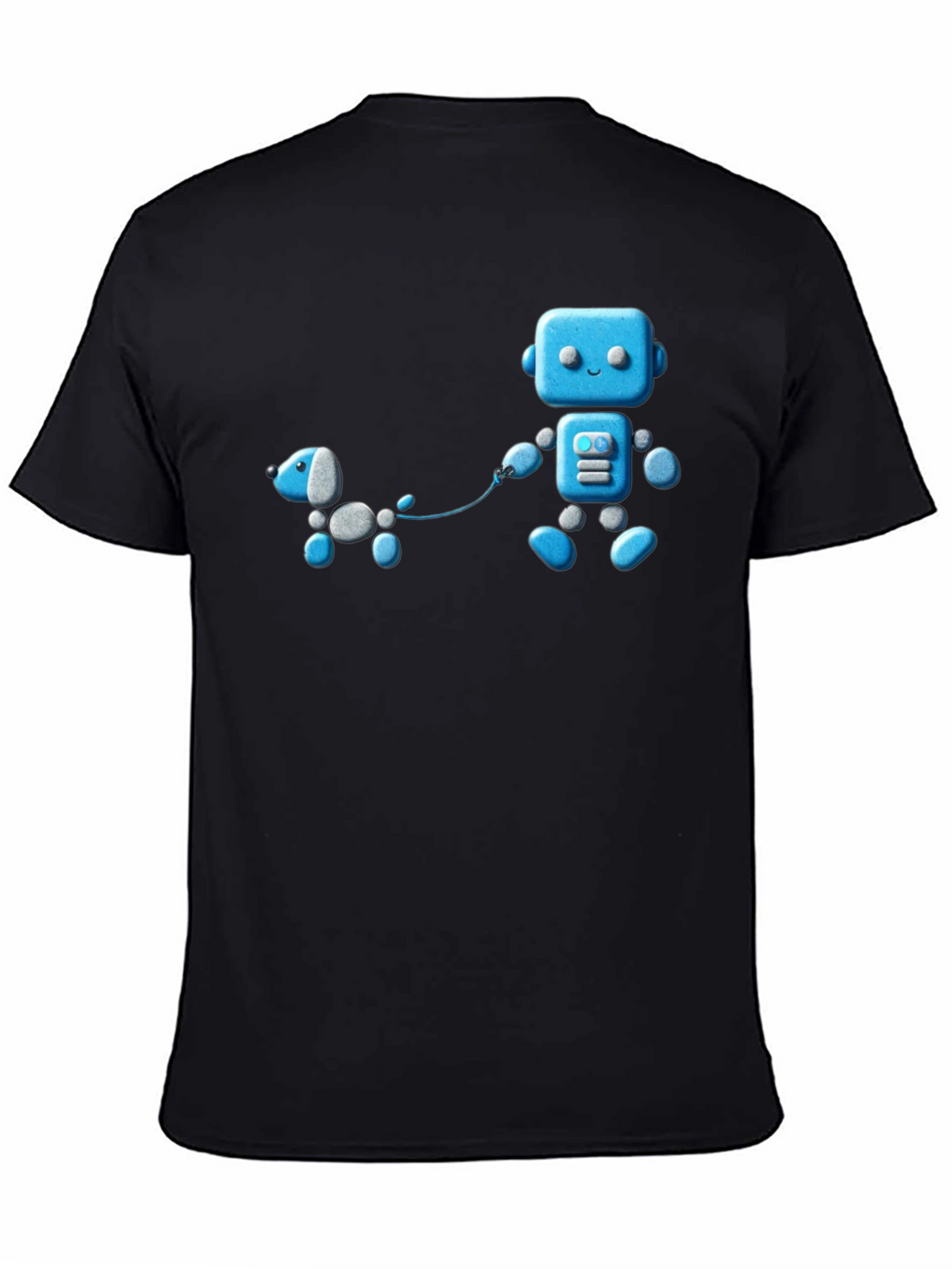 Robot and Dog Graphic T-Shirt - Unisex Black Tee