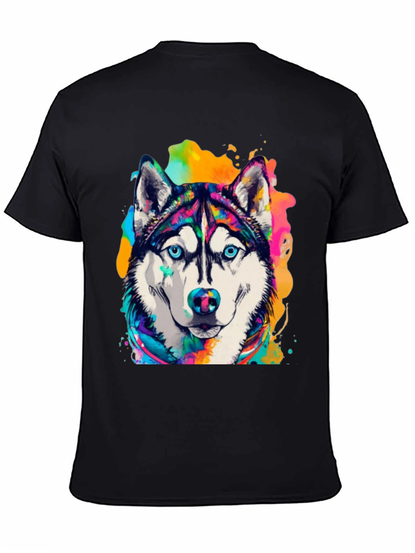 Husky Dog Art T-Shirt - Vibrant Watercolor Design