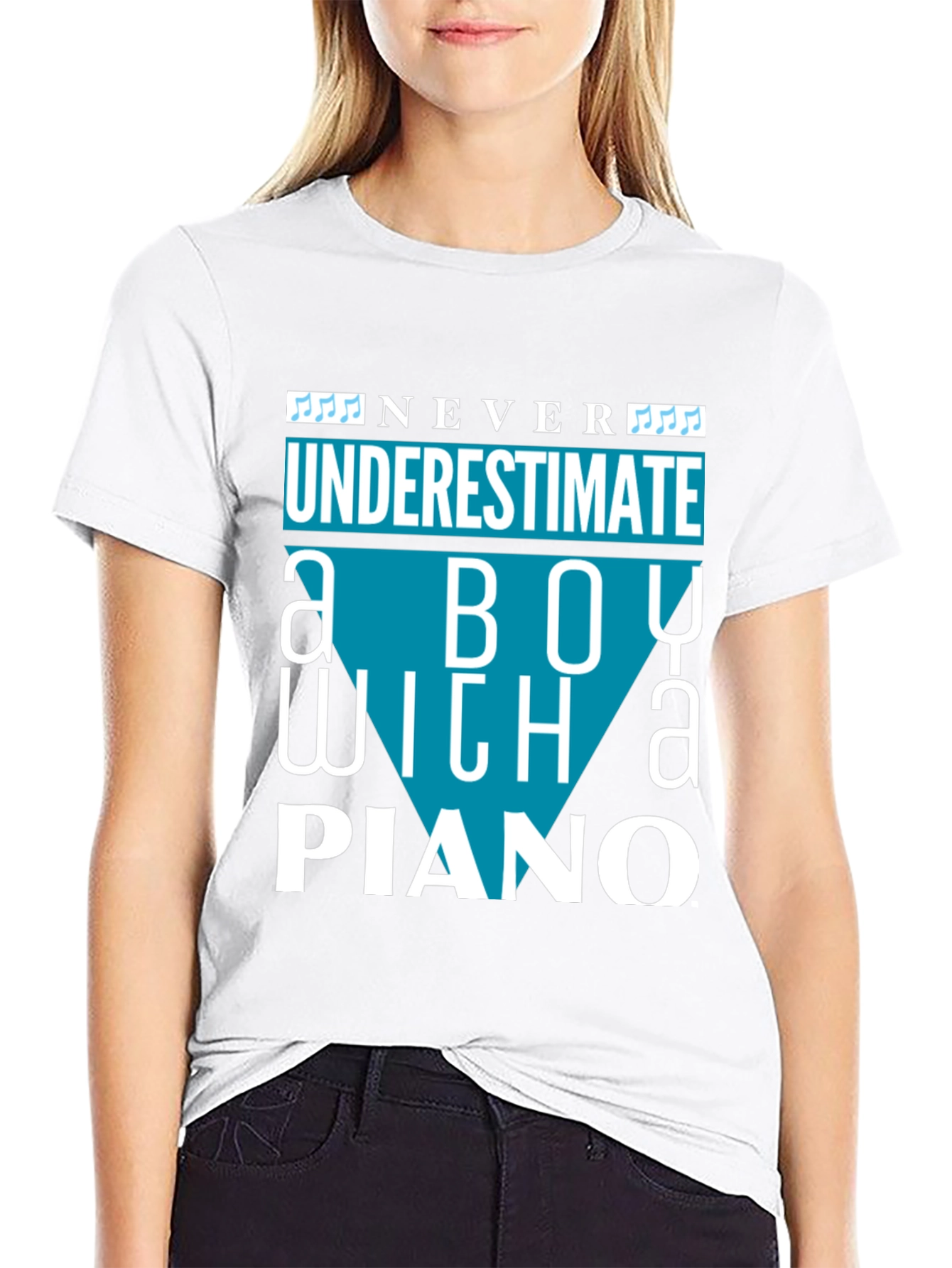 Never Underestimate a Boy with a Piano T-Shirt