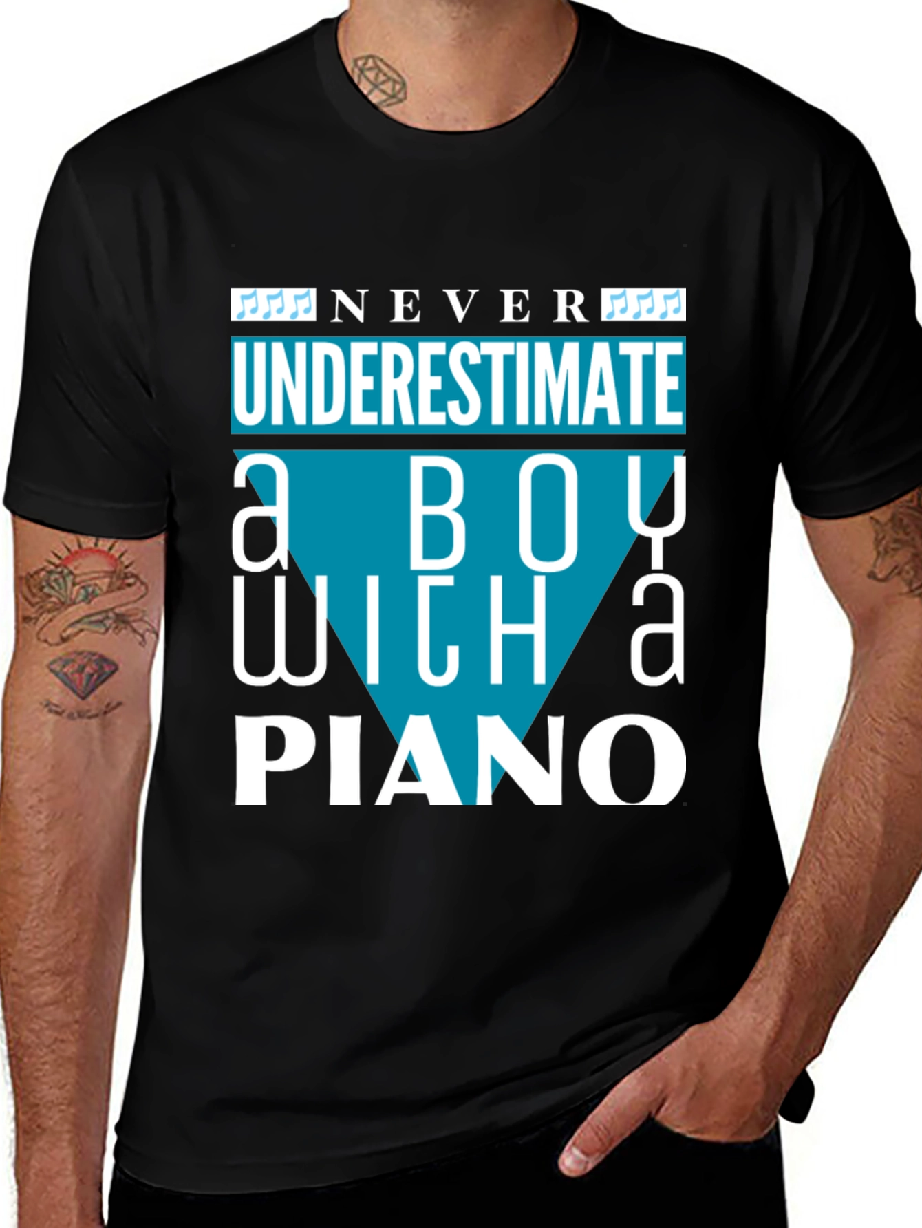 Never Underestimate a Boy with a Piano T-Shirt