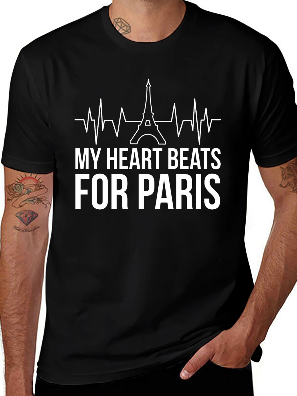 My Heart Beats for Paris Black T-Shirt