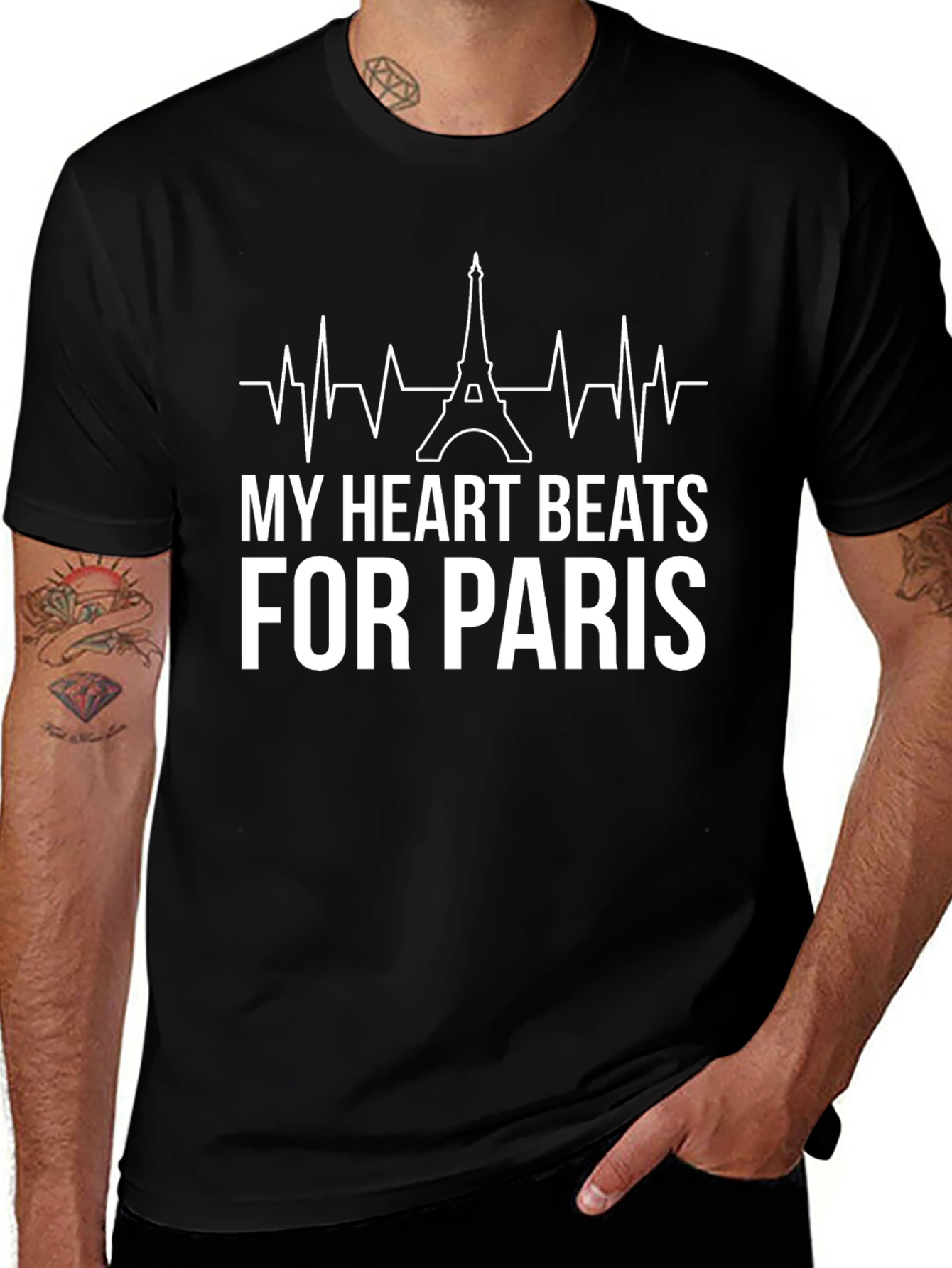 My Heart Beats for Paris Black T-Shirt