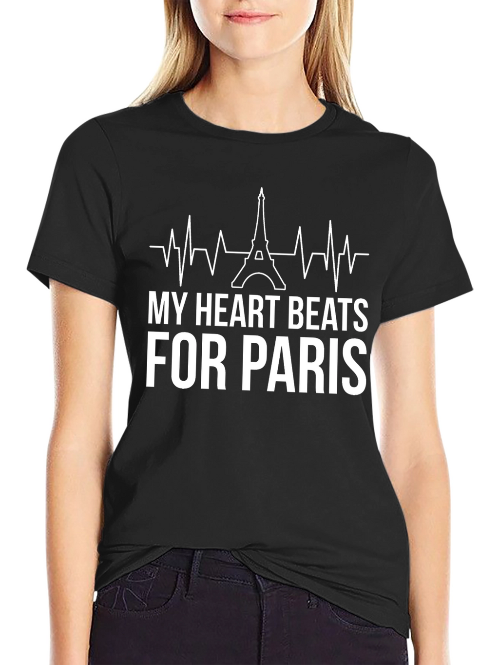 My Heart Beats for Paris Black T-Shirt