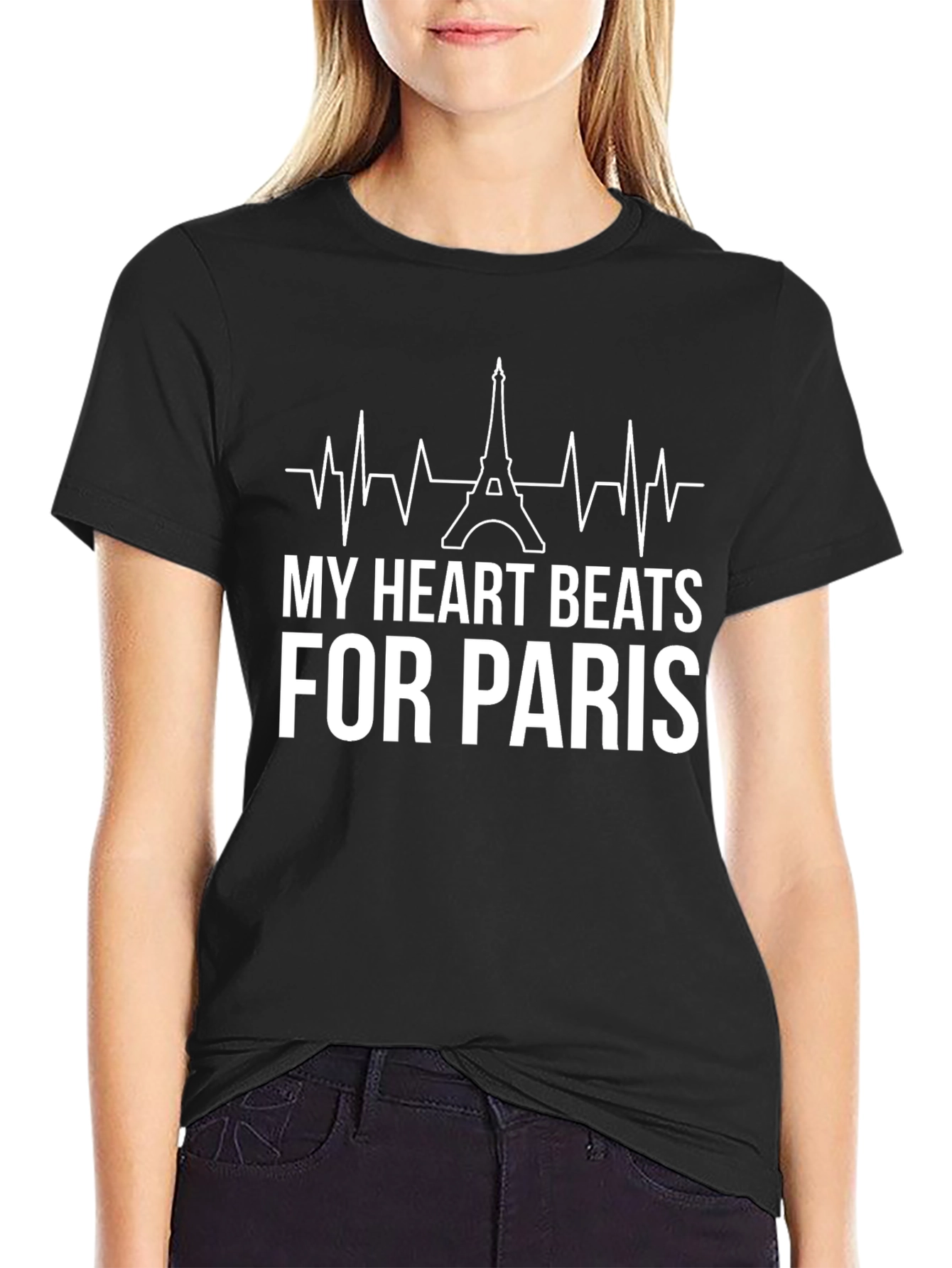 My Heart Beats for Paris Black T-Shirt