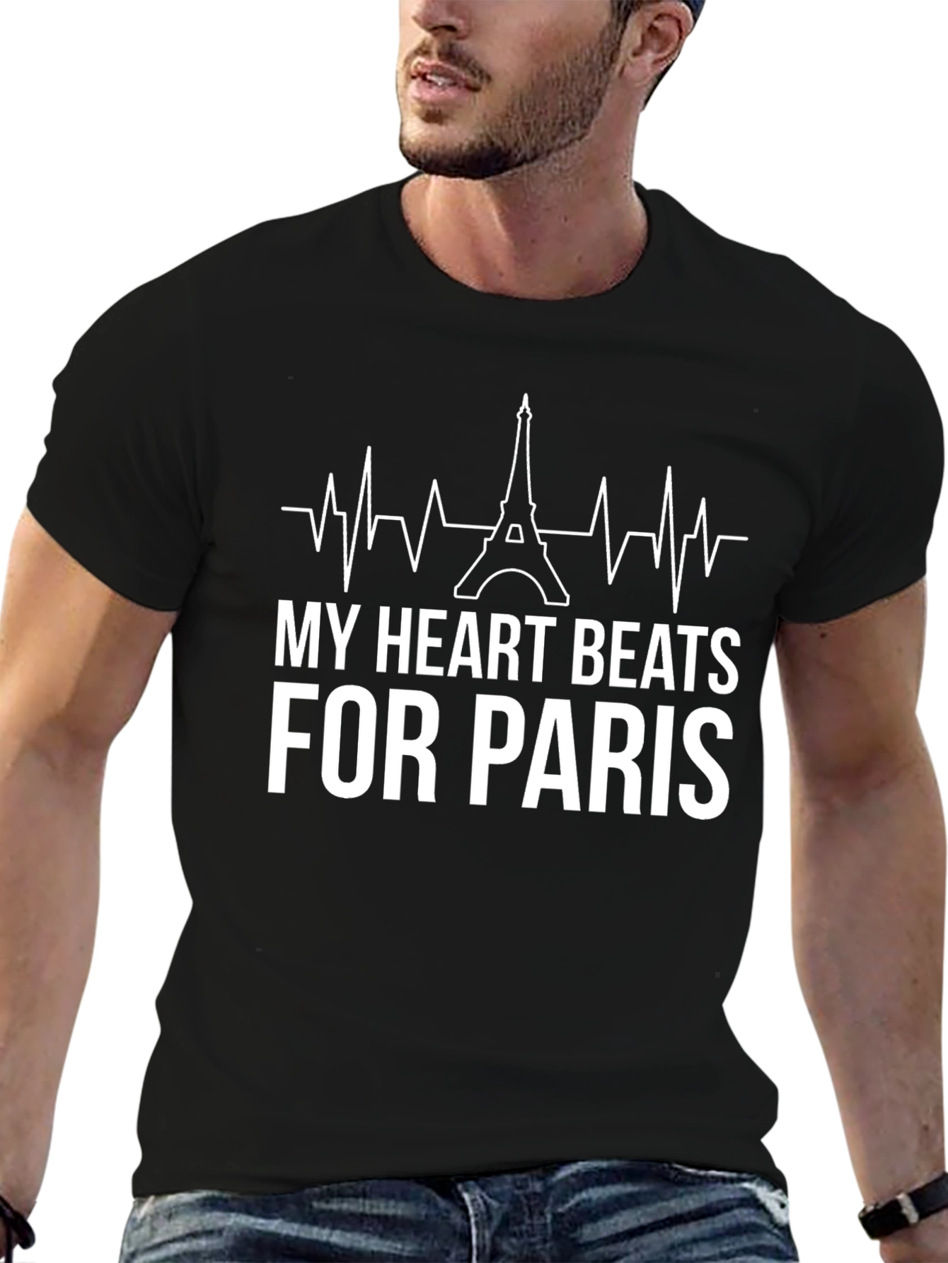 My Heart Beats for Paris Black T-Shirt