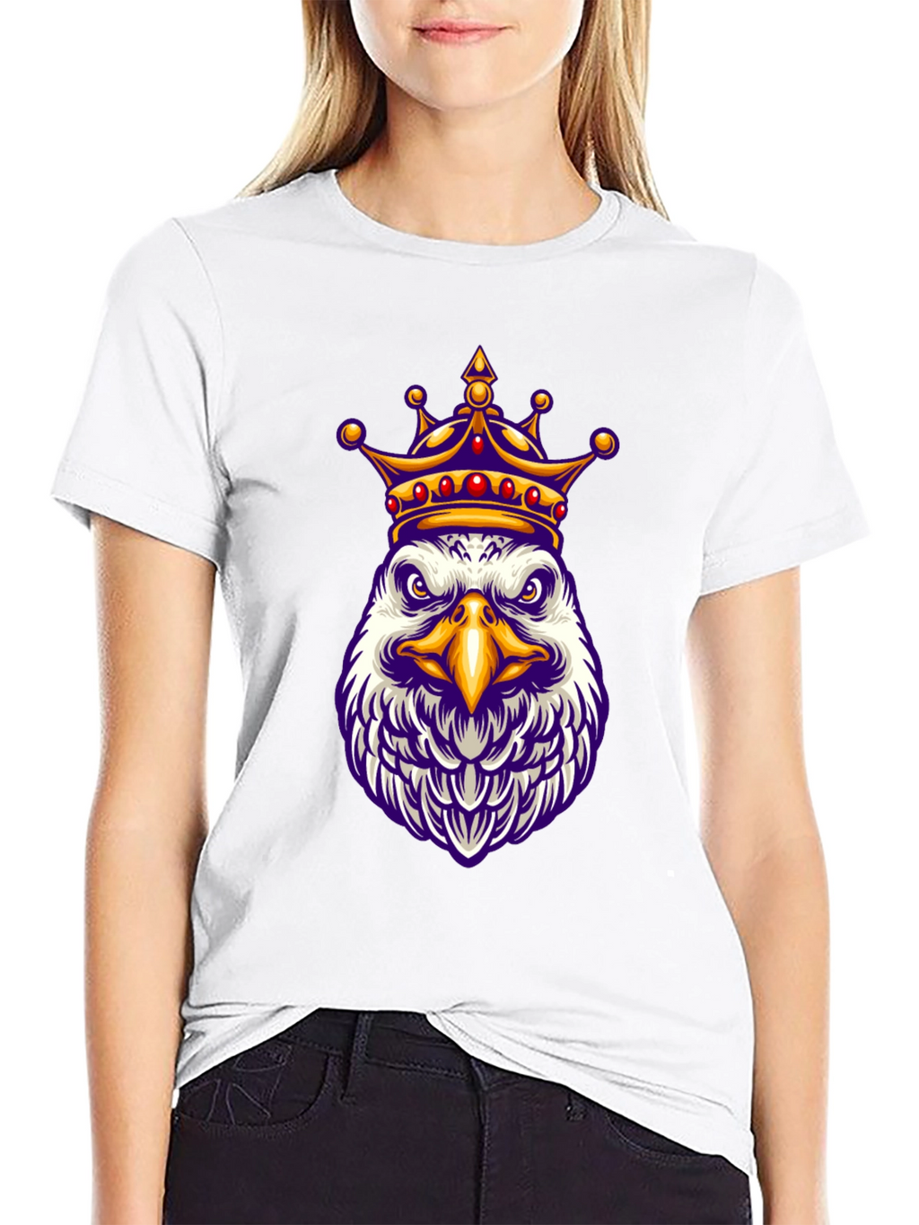 Eagle King Graphic Tee - Black Cotton Blend Shirt