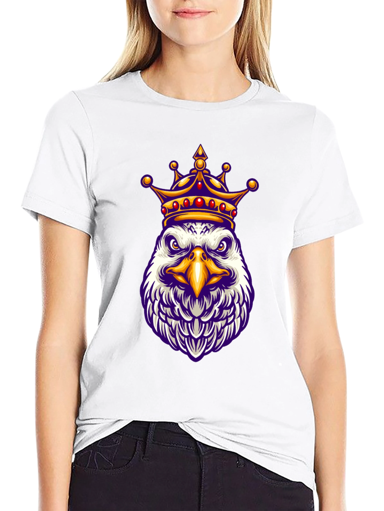 Eagle King Graphic Tee - Black Cotton Blend Shirt