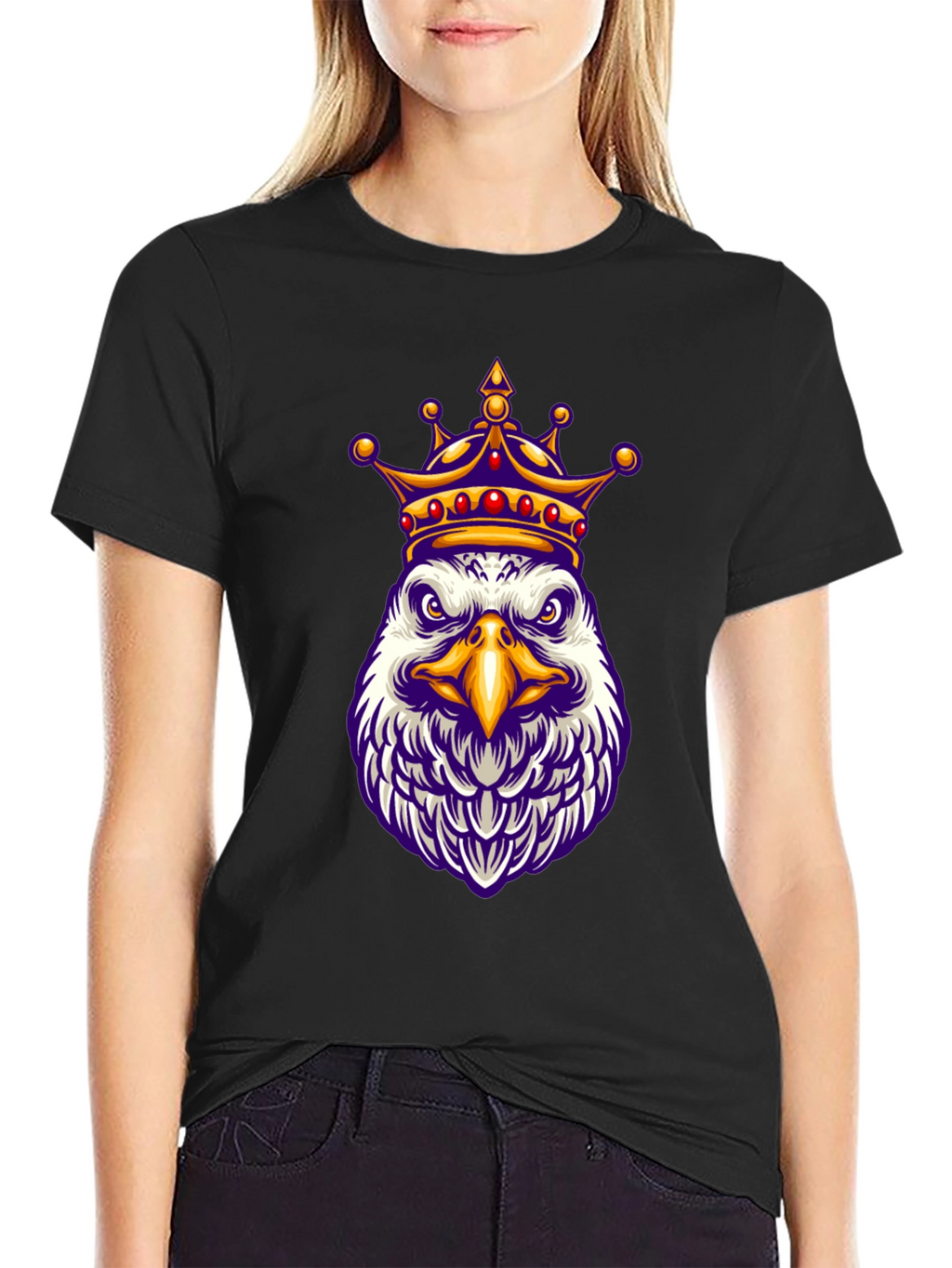Eagle King Graphic Tee - Black Cotton Blend Shirt