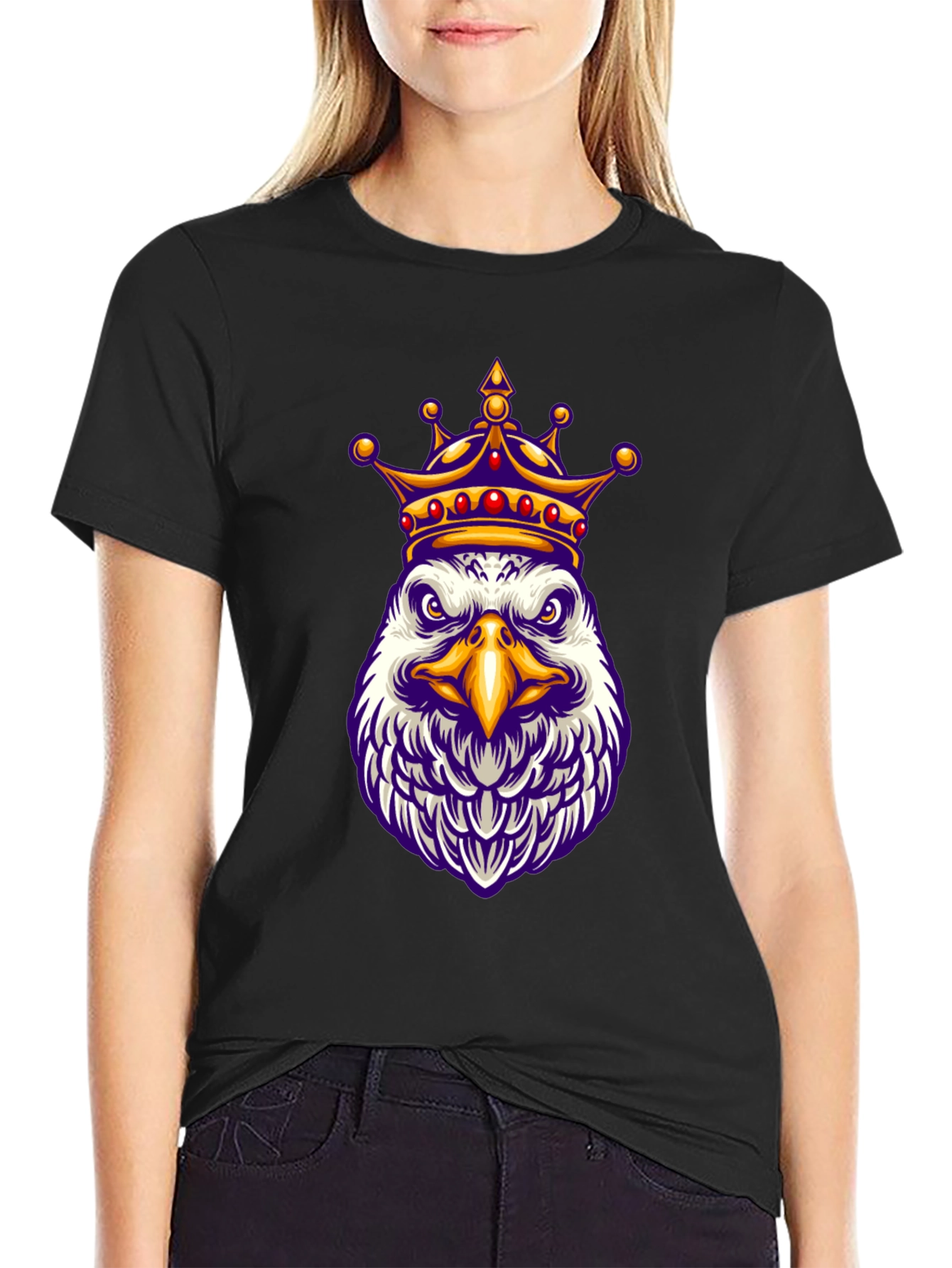 Eagle King Graphic Tee - Black Cotton Blend Shirt