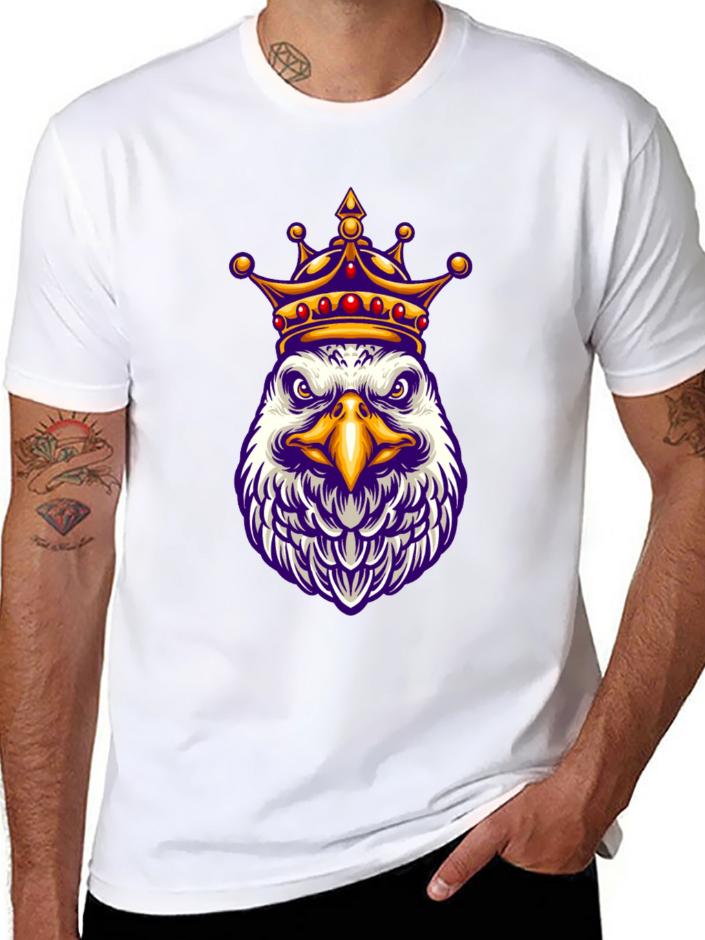 Eagle King Graphic Tee - Black Cotton Blend Shirt