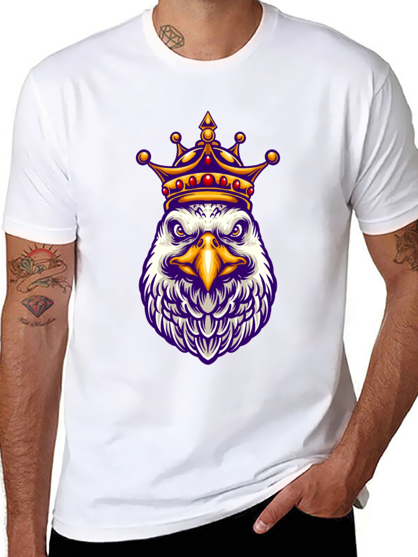 Eagle King Graphic Tee - Black Cotton Blend Shirt