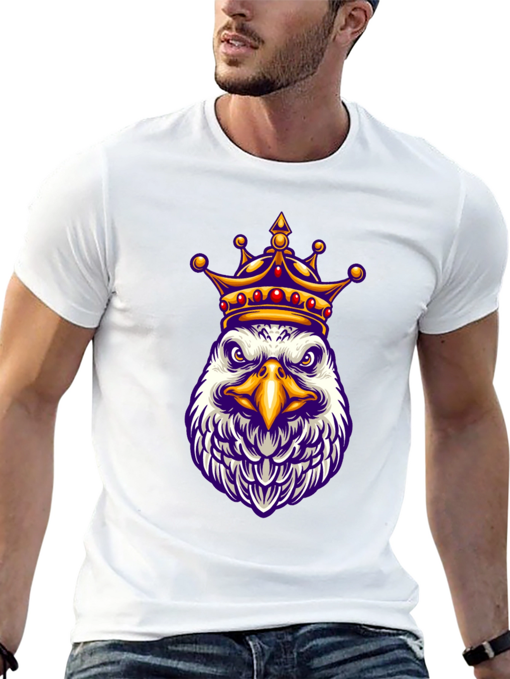 Eagle King Graphic Tee - Black Cotton Blend Shirt
