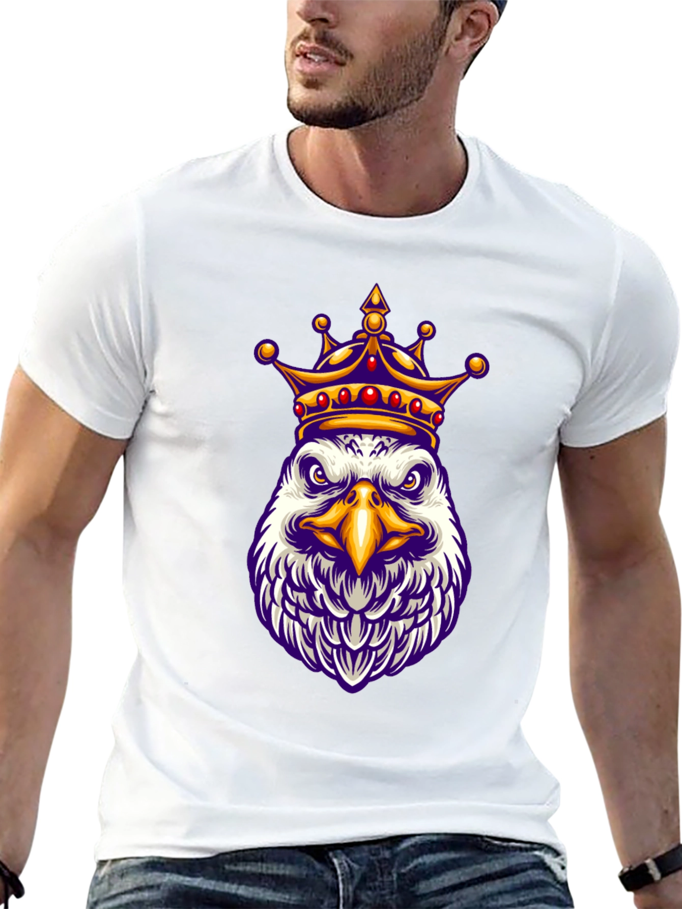 Eagle King Graphic Tee - Black Cotton Blend Shirt