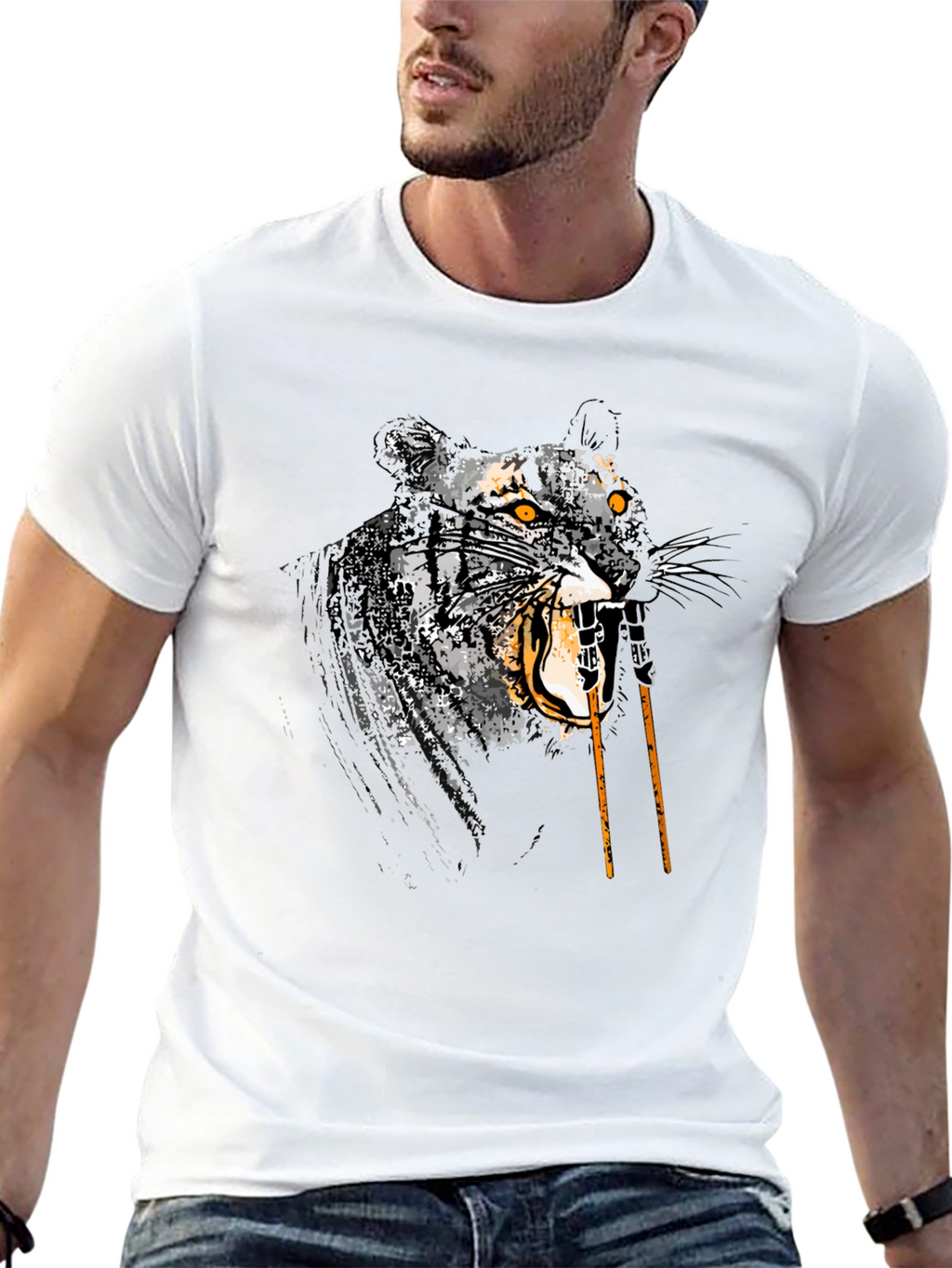 Tiger Graphic Tee - Mens Black T-Shirt