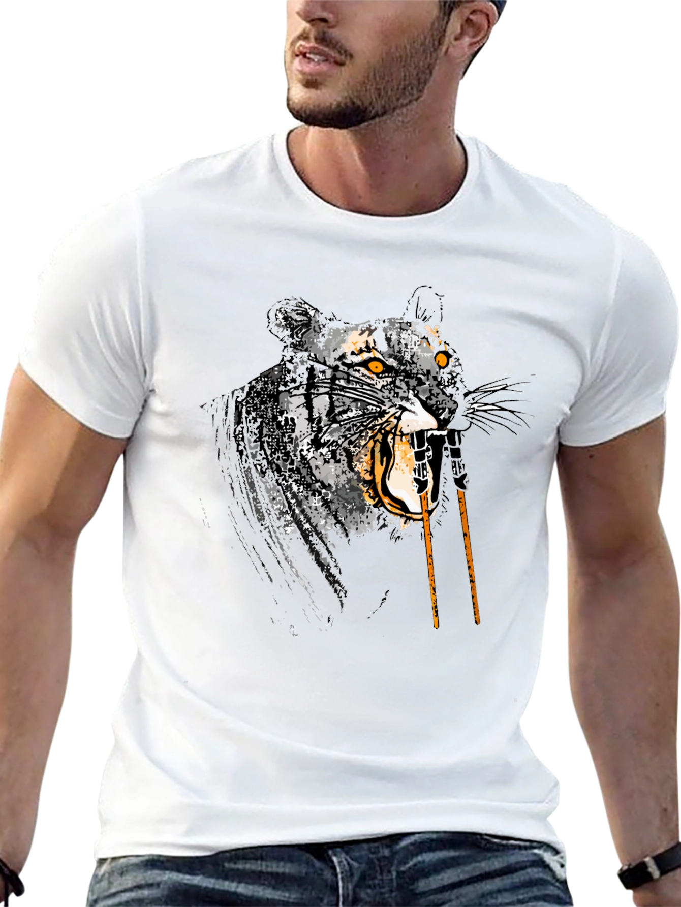 Tiger Graphic Tee - Mens Black T-Shirt