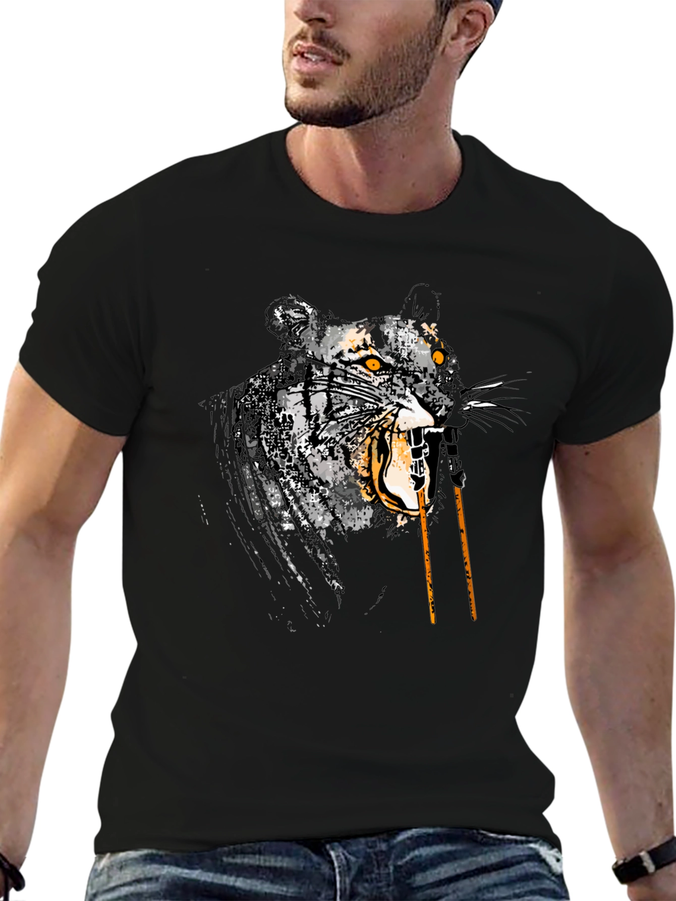 Tiger Graphic Tee - Mens Black T-Shirt