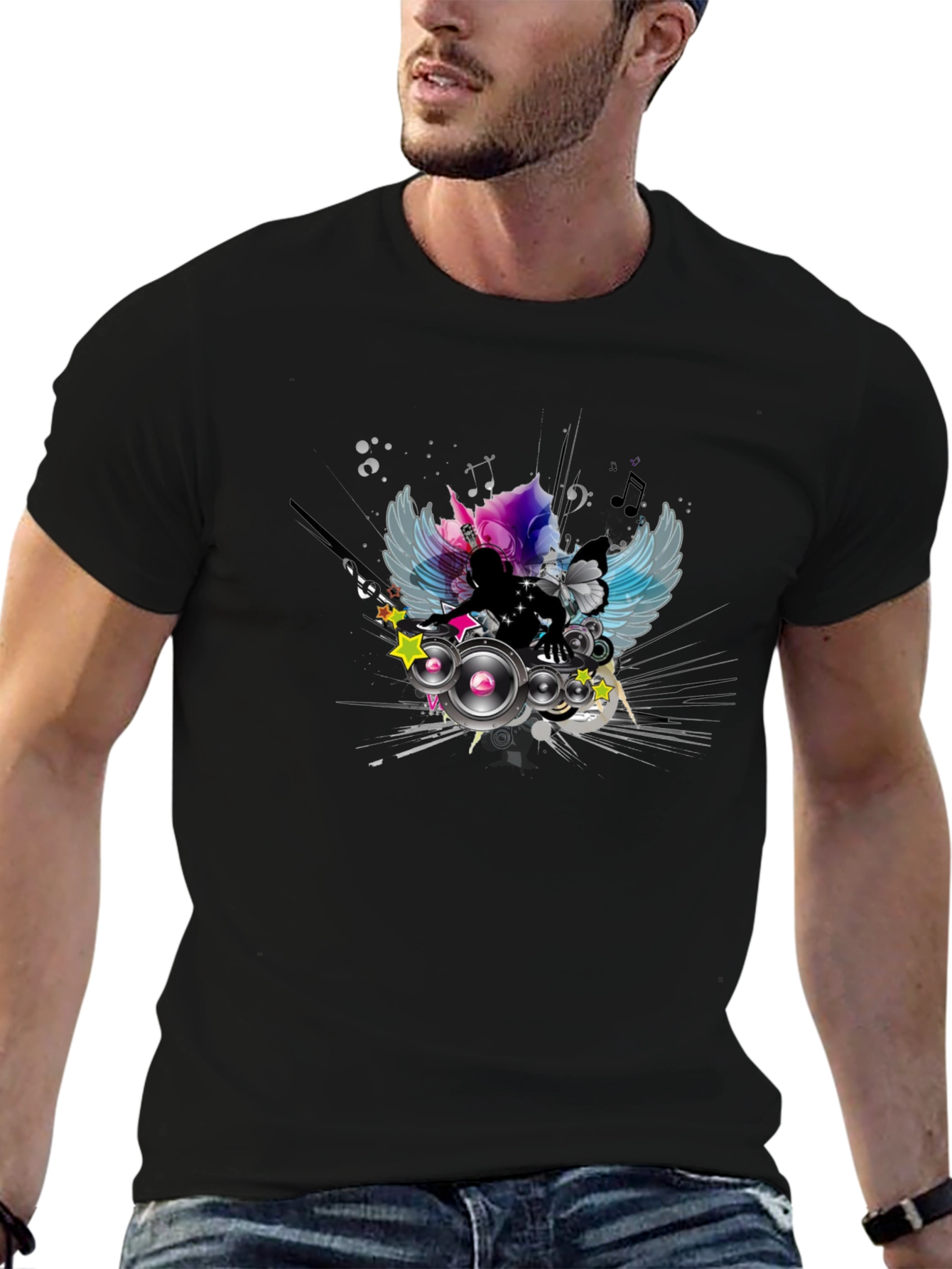 DJ Wings Graphic Black T-Shirt