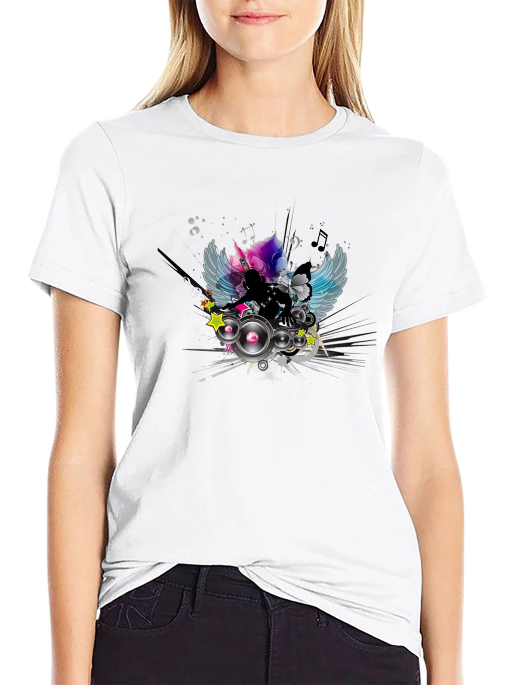 DJ Wings Graphic Black T-Shirt
