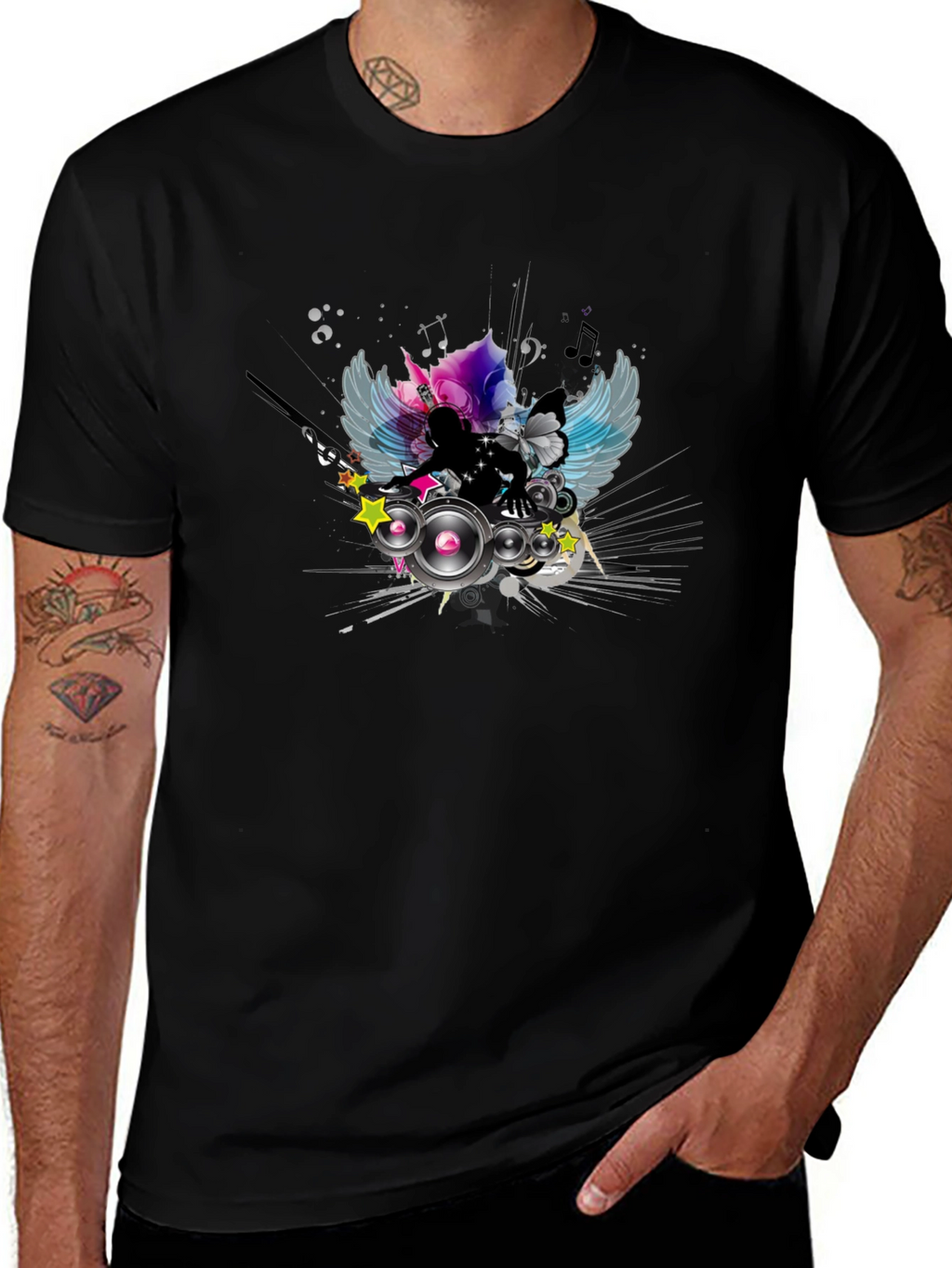 DJ Wings Graphic Black T-Shirt