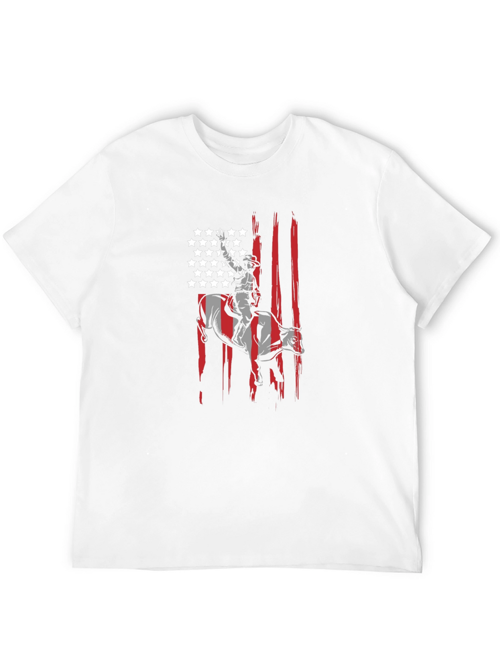 Cowboy Bull Rider USA Flag Graphic T-Shirt