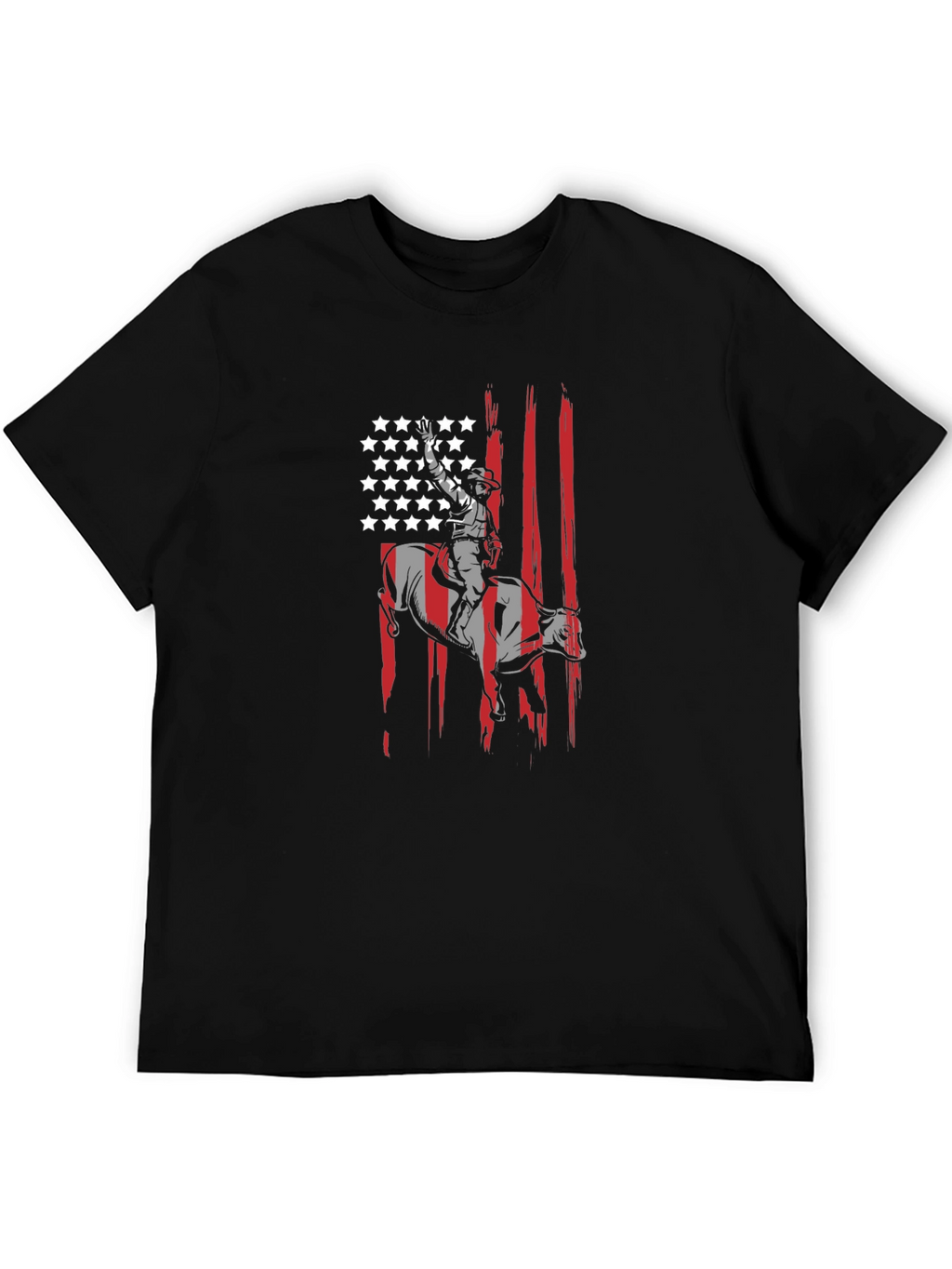Cowboy Bull Rider USA Flag Graphic T-Shirt