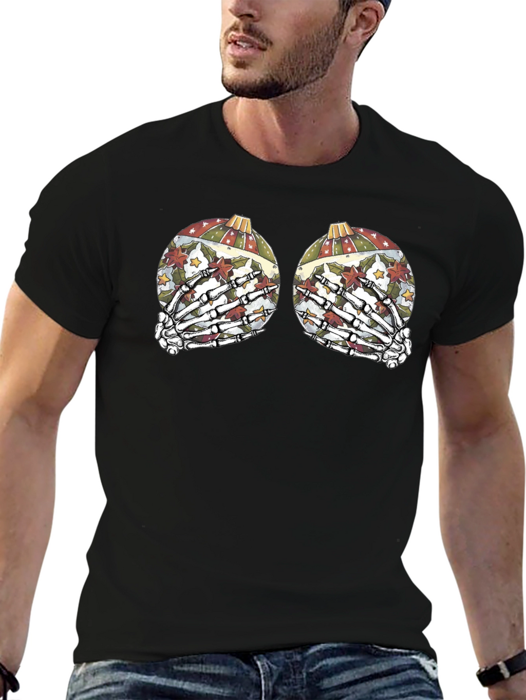 Skeleton Hand Bauble Christmas T-Shirt