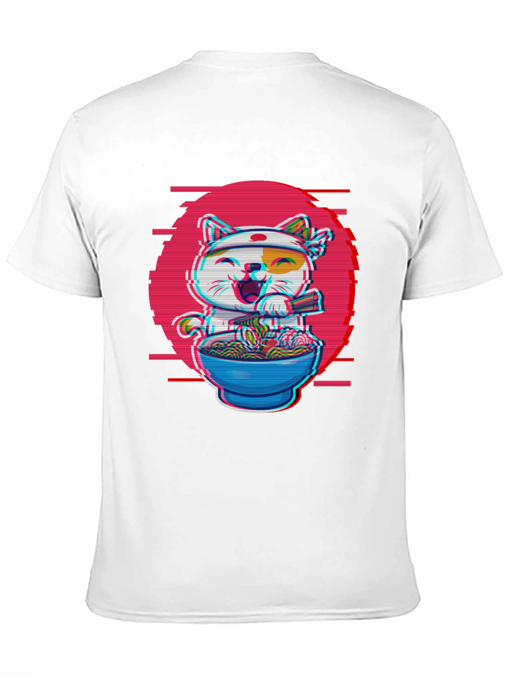 Ramen Cat T-Shirt - Anime Glitch Design