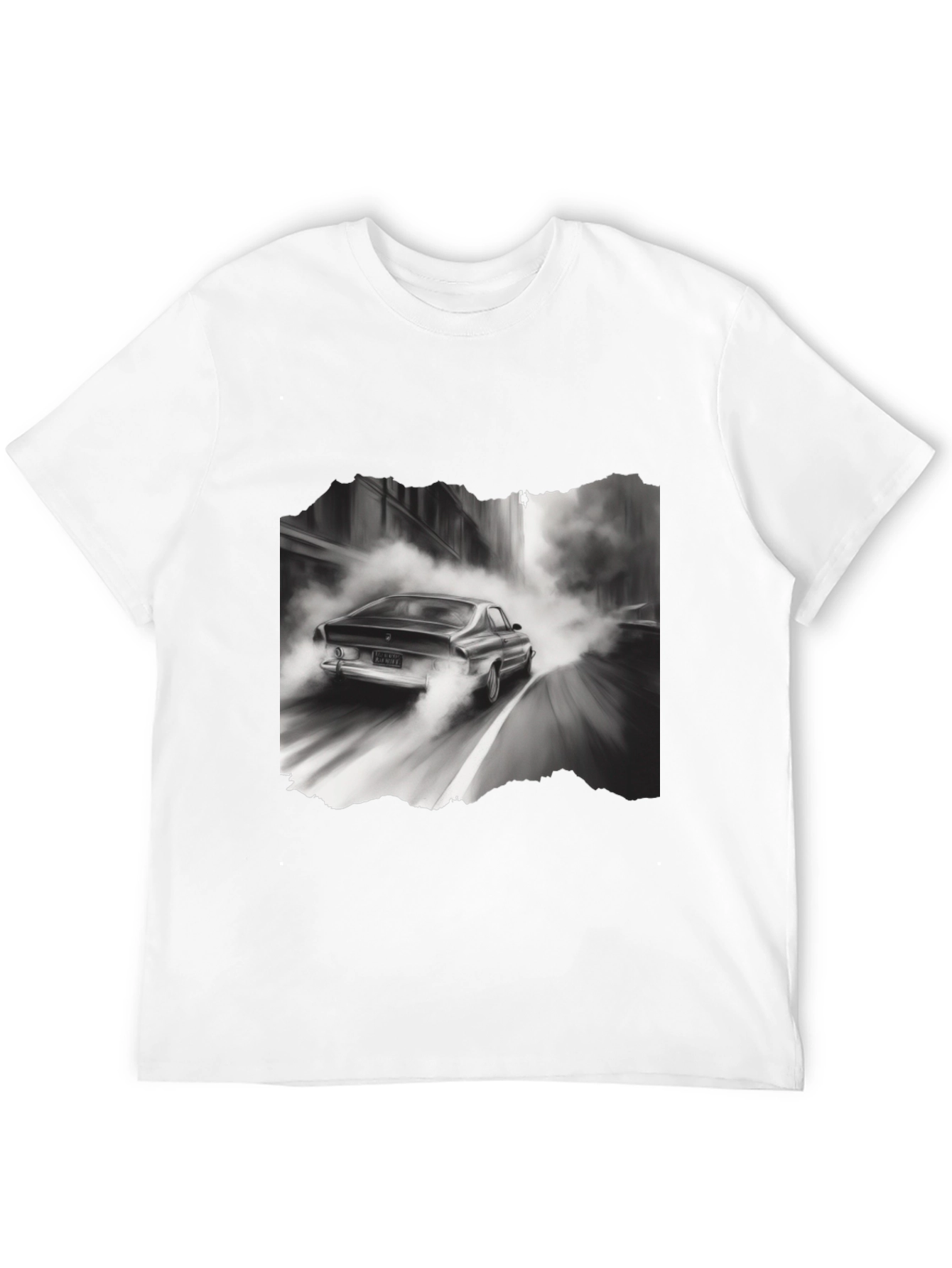Retro Car Graphic Tee - Black Cotton Blend T-Shirt