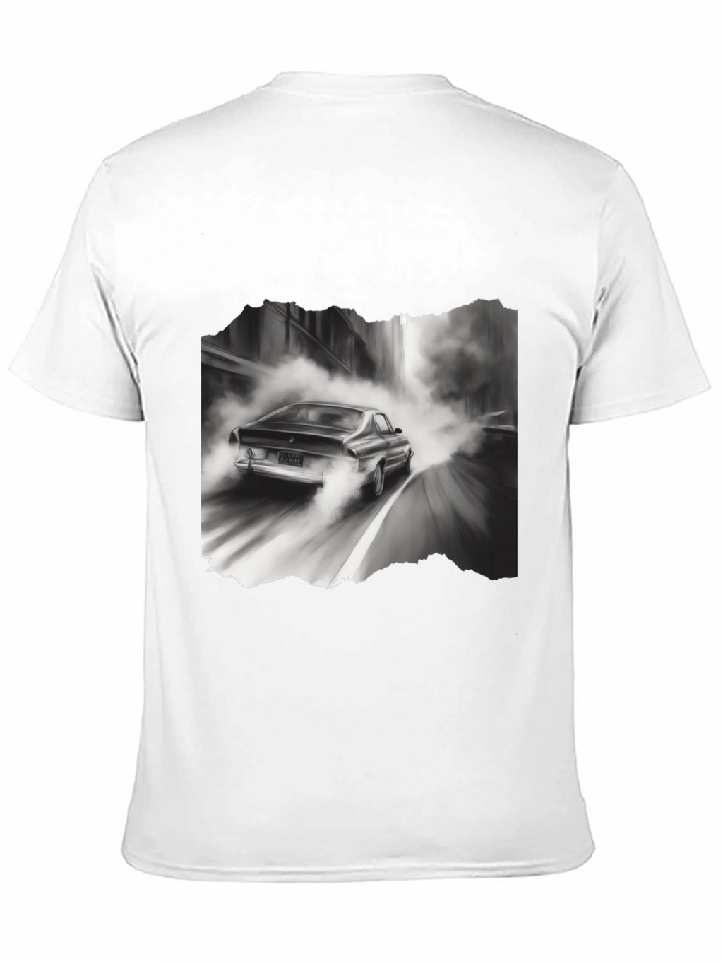 Retro Car Graphic Tee - Black Cotton Blend T-Shirt