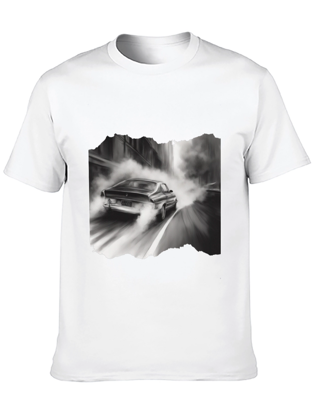 Retro Car Graphic Tee - Black Cotton Blend T-Shirt