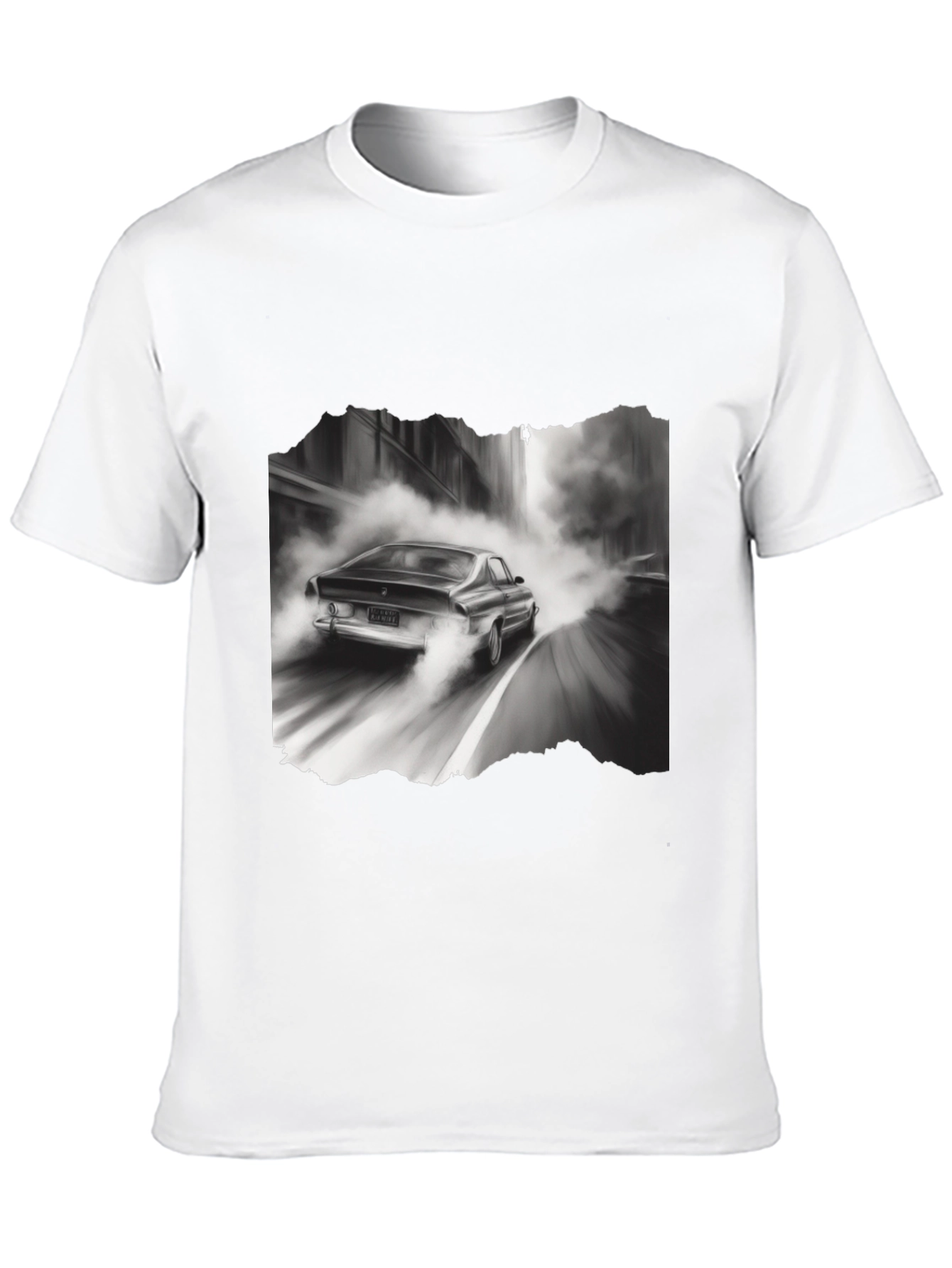 Retro Car Graphic Tee - Black Cotton Blend T-Shirt