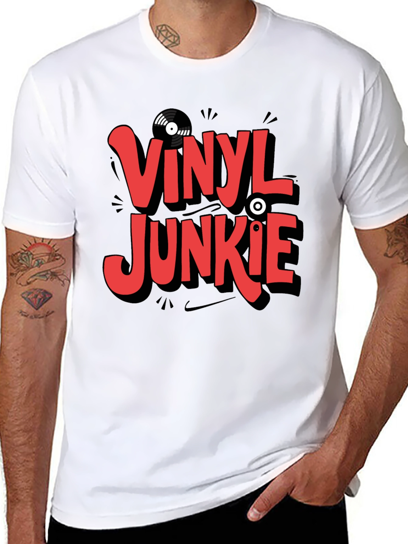 Vinyl Junkie Graphic T-Shirt - Black
